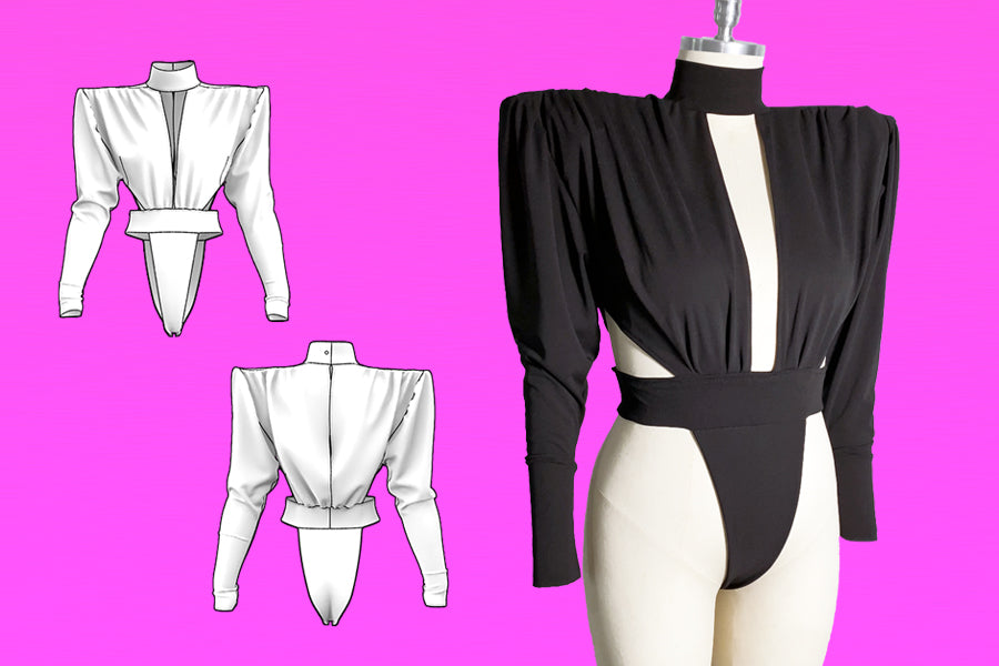Lace Up Design Leotard Top 古着 リメイク How to Sew an 80s Shoulder Pad Leotard Bodysuit – Katkow