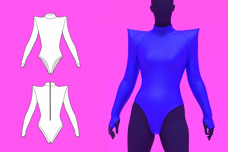 How to Sew a Pointed Shoulder Leotard sewing pattern for drag queens cosplay katkow