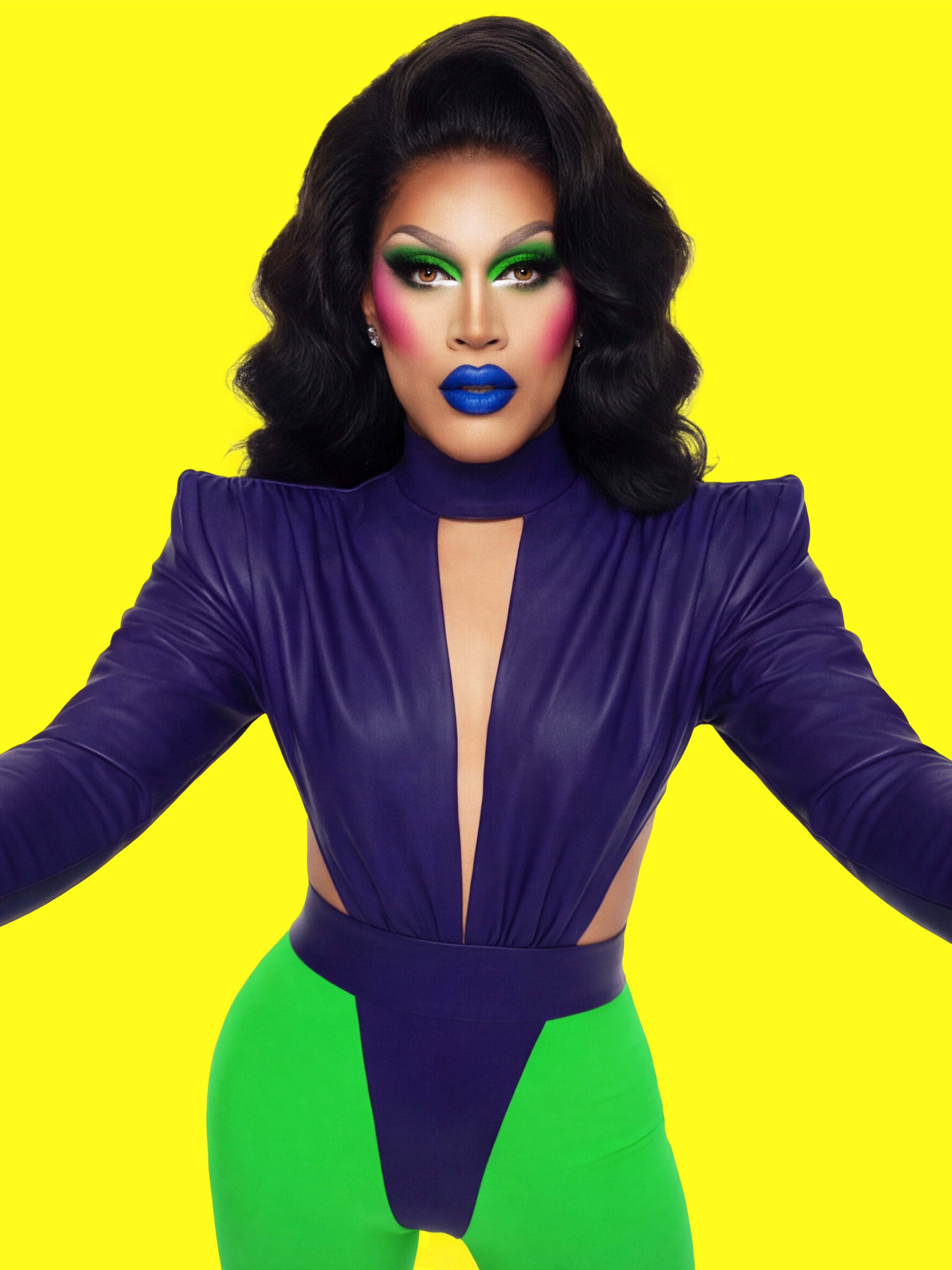 80s Shoulder Pad Leotard Sewing Pattern For Drag Queens Bodysuit Sexy Stretch Dancewear Festival Stripper Rave Costume Front