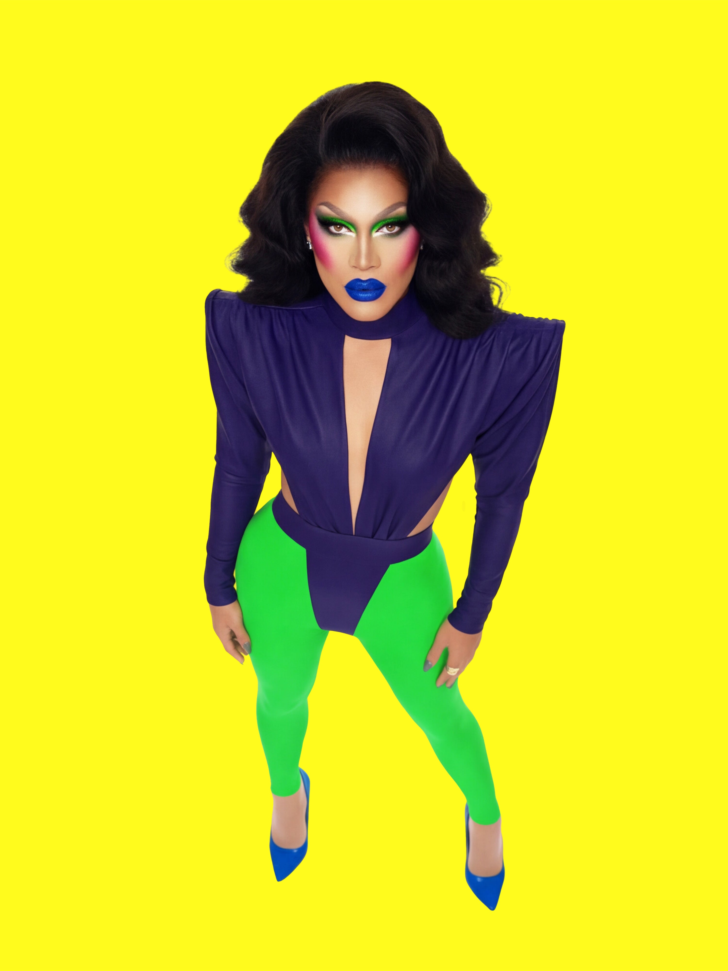 80s Shoulder Pad Leotard Sewing Pattern For Drag Queens Bodysuit Sexy Stretch Dancewear Festival Stripper Rave Costume Front Top 2