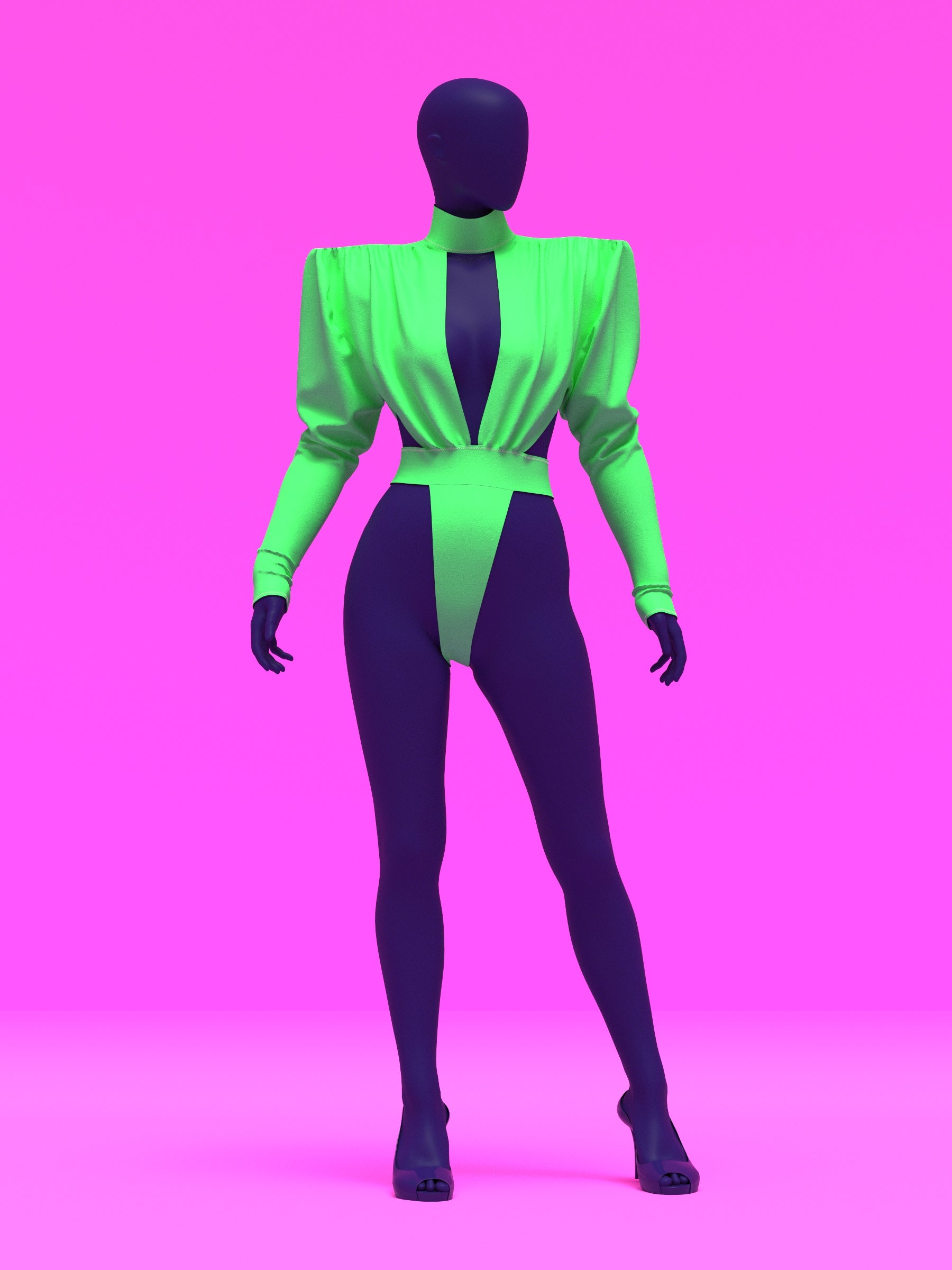 80s Shoulder Pad Leotard Sewing Pattern For Drag Queens Bodysuit Sexy Stretch Dancewear Festival Stripper Rave Costume 3d pose