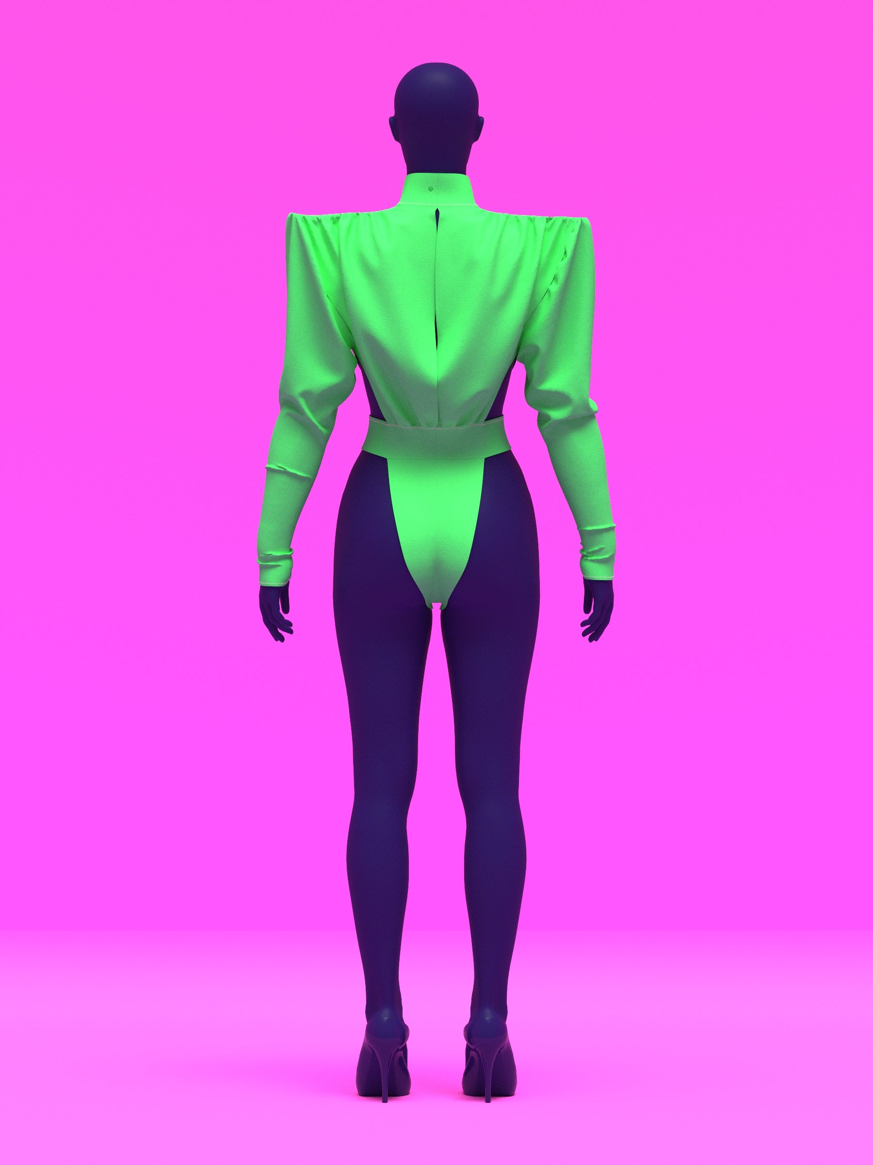 80s Shoulder Pad Leotard Sewing Pattern For Drag Queens Bodysuit Sexy Stretch Dancewear Festival Stripper Rave Costume 3d back