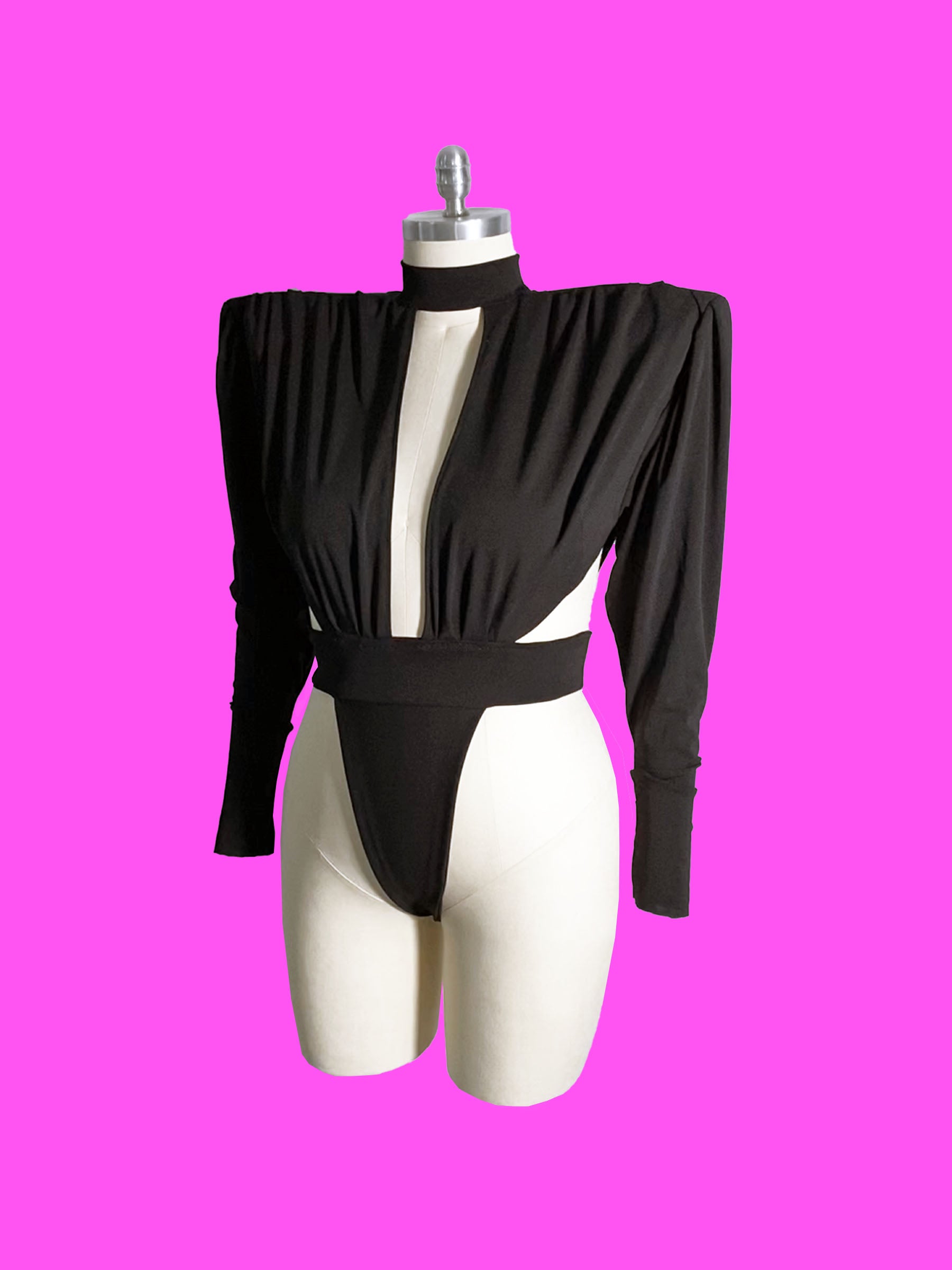 80s Shoulder Pad Leotard Sewing Pattern For Drag Queens Bodysuit Sexy Stretch Dancewear Festival Stripper Rave Costume Front 2