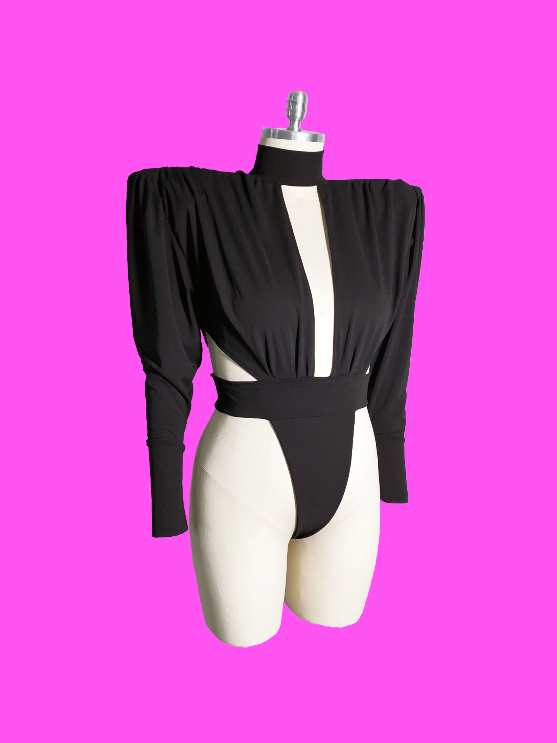 80s Shoulder Pad Leotard Sewing Pattern For Drag Queens Bodysuit Sexy Stretch Dancewear Festival Stripper Rave Costume Front2