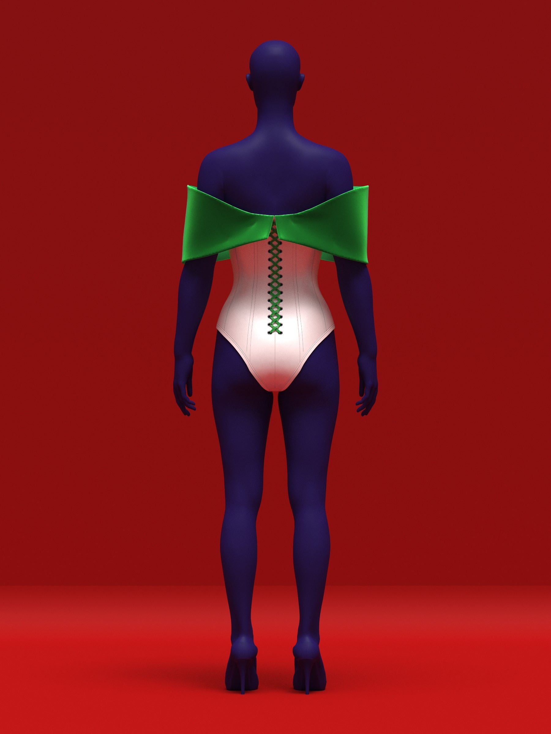 Off-Shoulder Bow Corset Leotard (XS-4X) Drag Queen Sewing Pattern Costume Holiday Evening Bodysuit Boned Oversized Campy Elegant Back