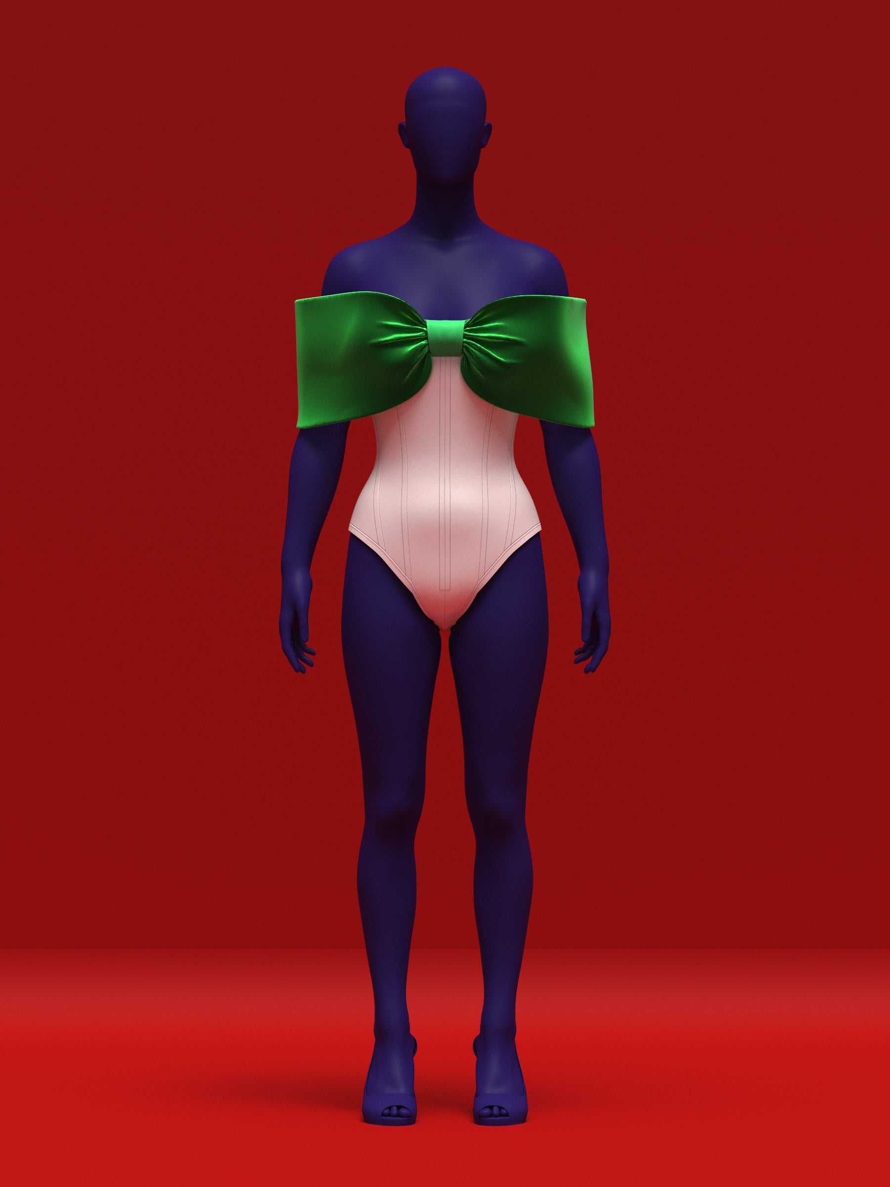 Off-Shoulder Bow Corset Leotard (XS-4X) Drag Queen Sewing Pattern Costume Holiday Evening Bodysuit Boned Oversized Campy Elegant Front