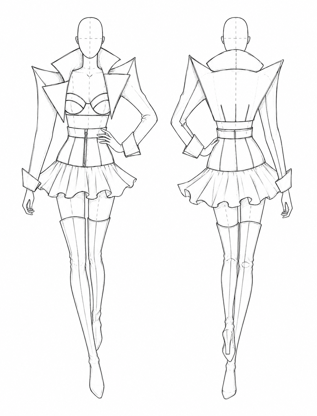 Mini Fashion Sketchbook - Female Figure Templates