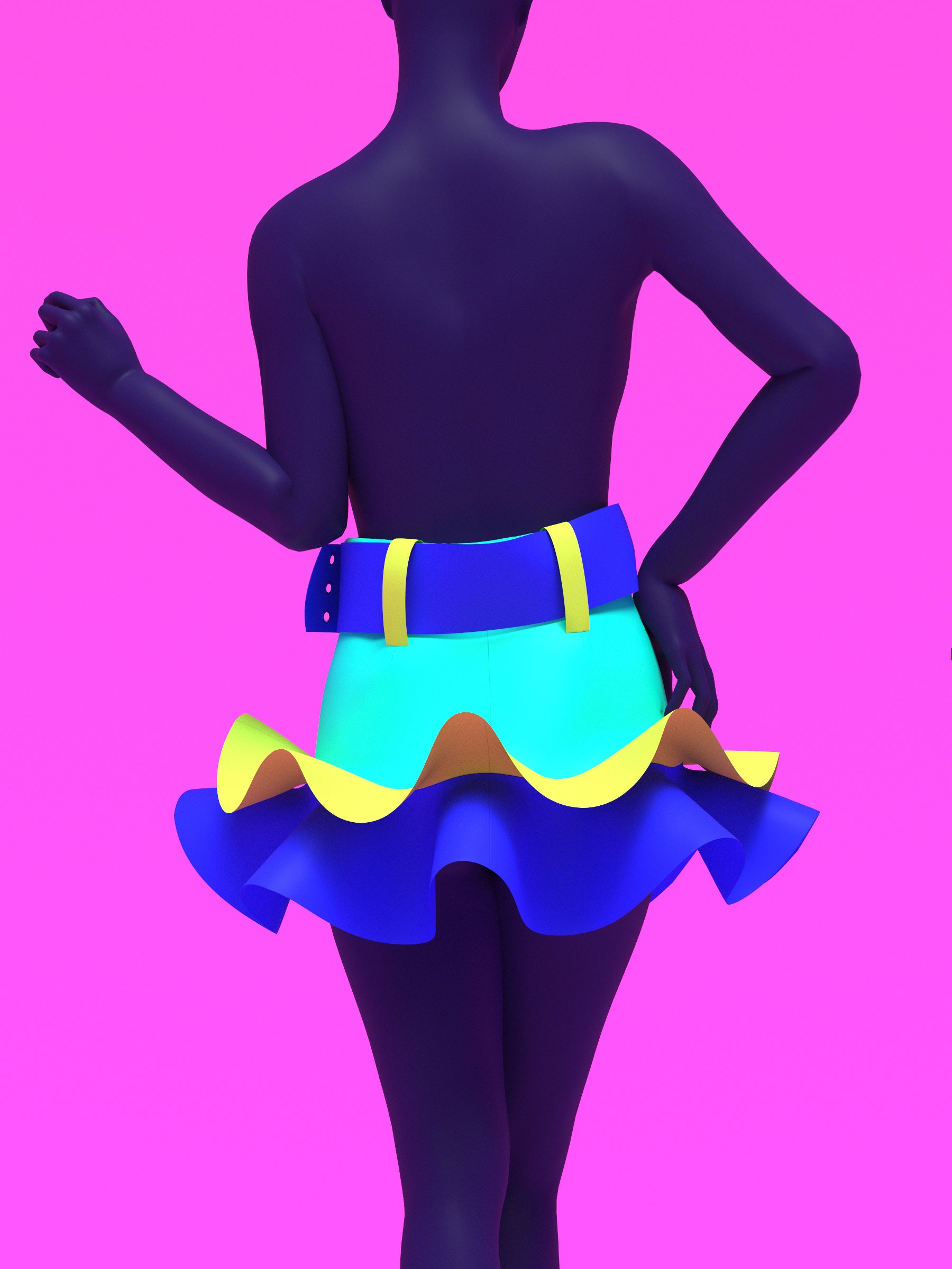 High Waisted Ruffle Mini Skirt Sewing Pattern (XS-4X) For Drag Queens Back