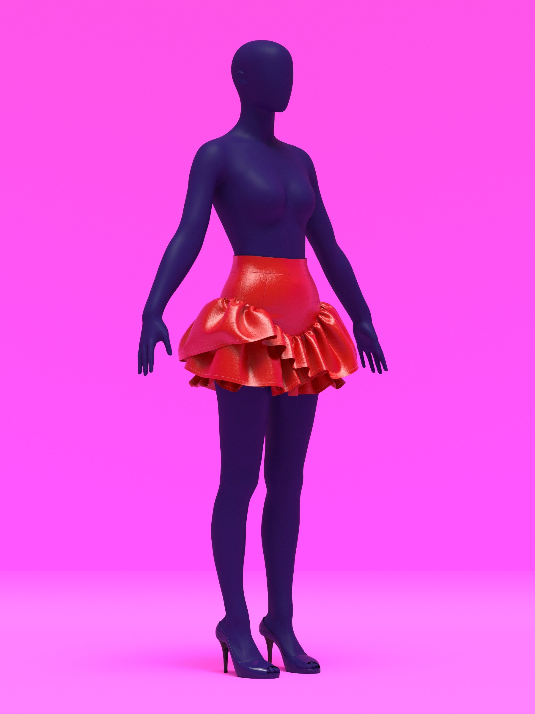 Mini Skirt with Wave Ruffles Sewing Pattern For Drag Queens asymmetrical y2k style costume dress by Katkow angle