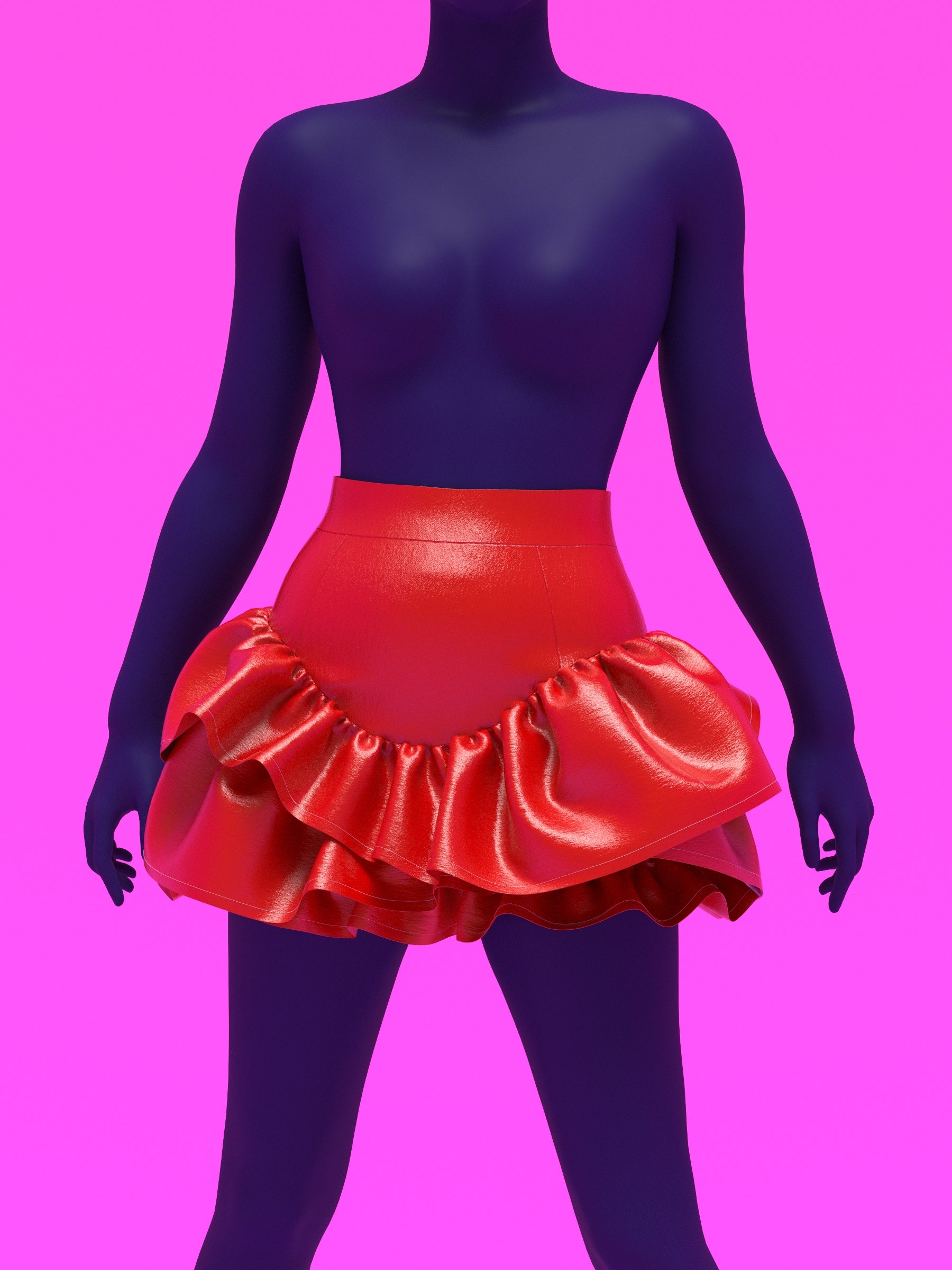 Mini Skirt with Wave Ruffles Sewing Pattern For Drag Queens asymmetrical y2k style costume dress by Katkow front pose