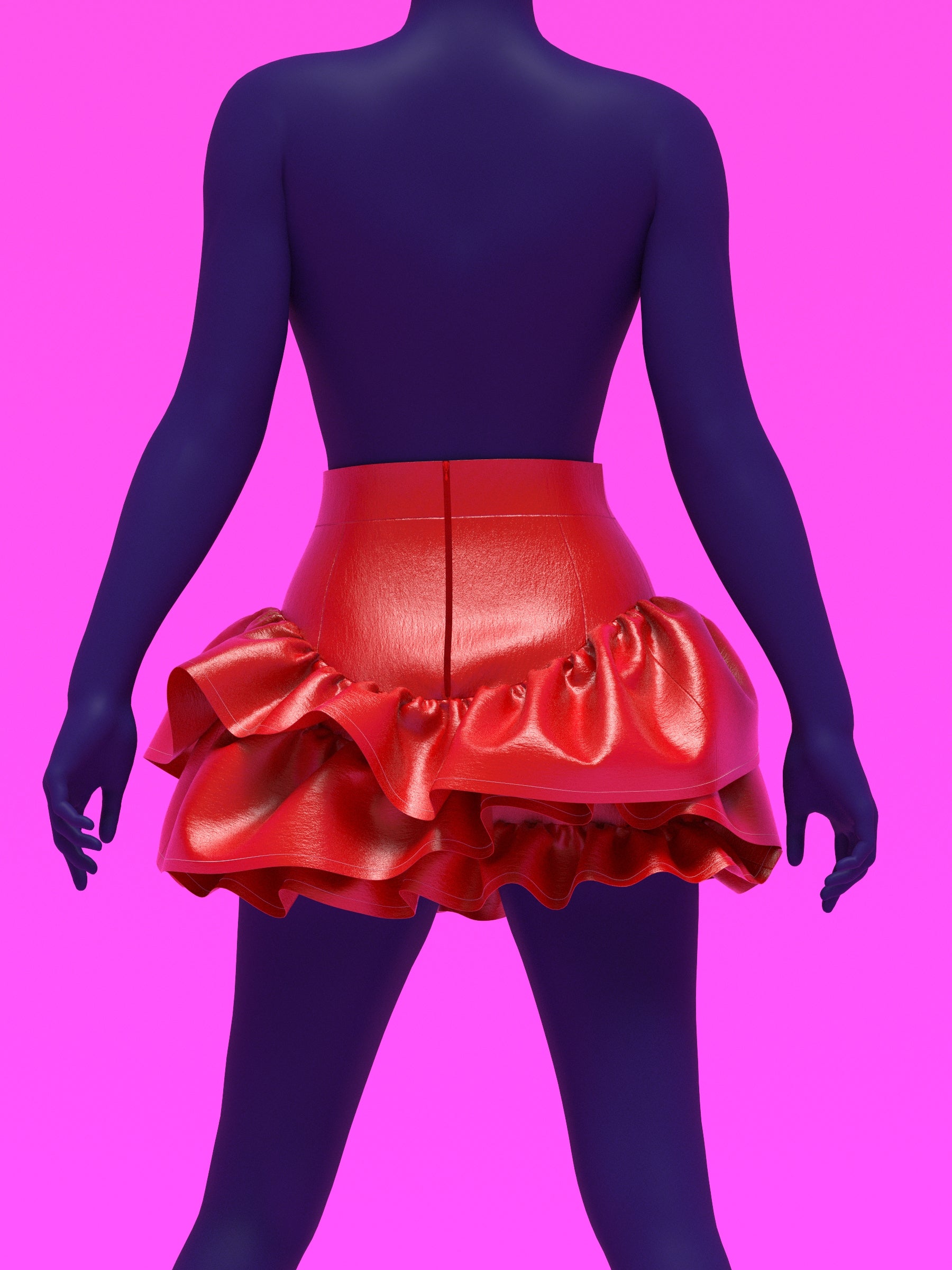 Mini Skirt with Wave Ruffles Sewing Pattern For Drag Queens asymmetrical y2k style costume dress by Katkow back zoom