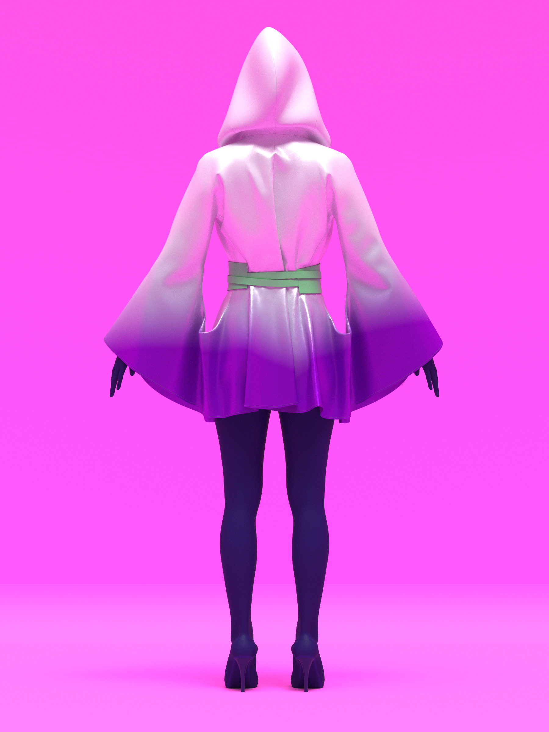 Hooded Kimono Robe with Attached Bell Sleeves Sewing Pattern (XS-4X) For Drag Queens by Katkow with Wrap Belt Cape Reveal Coat