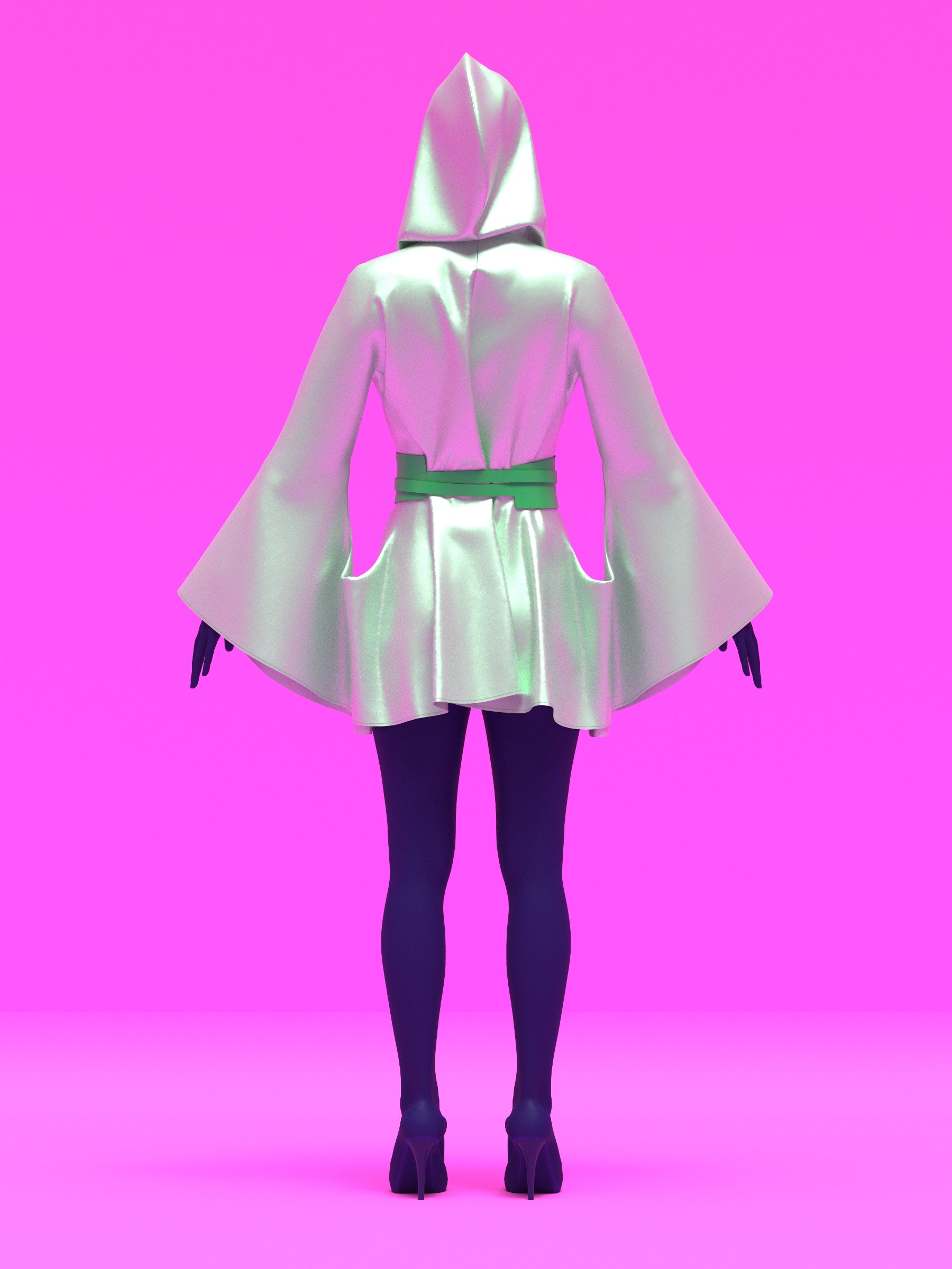 Hooded Kimono Robe with Attached Bell Sleeves Sewing Pattern (XS-4X) For Drag Queens by Katkow with Wrap Belt Cape Reveal Coat Back