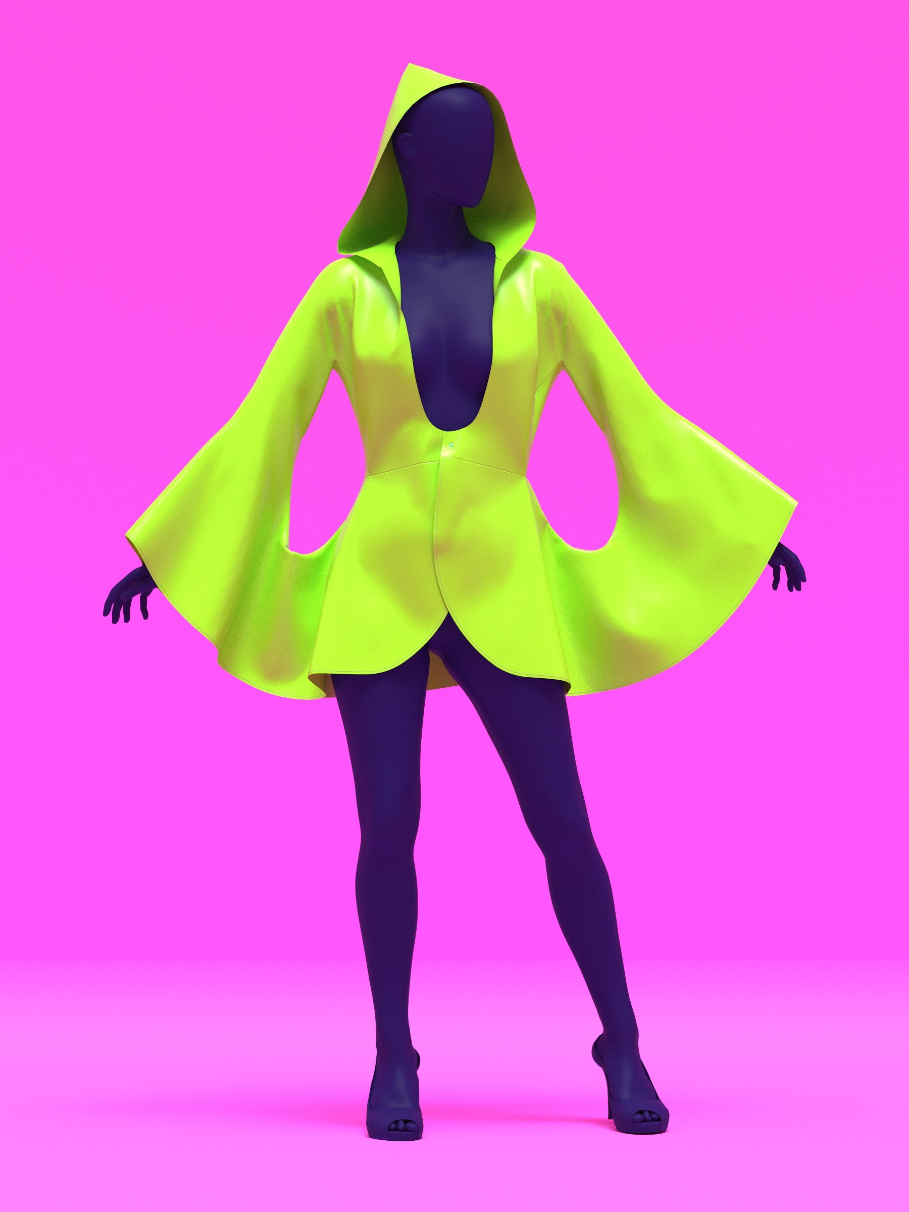 Hooded Kimono Robe with Attached Bell Sleeves Sewing Pattern (XS-4X) For Drag Queens by Katkow with Wrap Belt Cape Reveal Coat