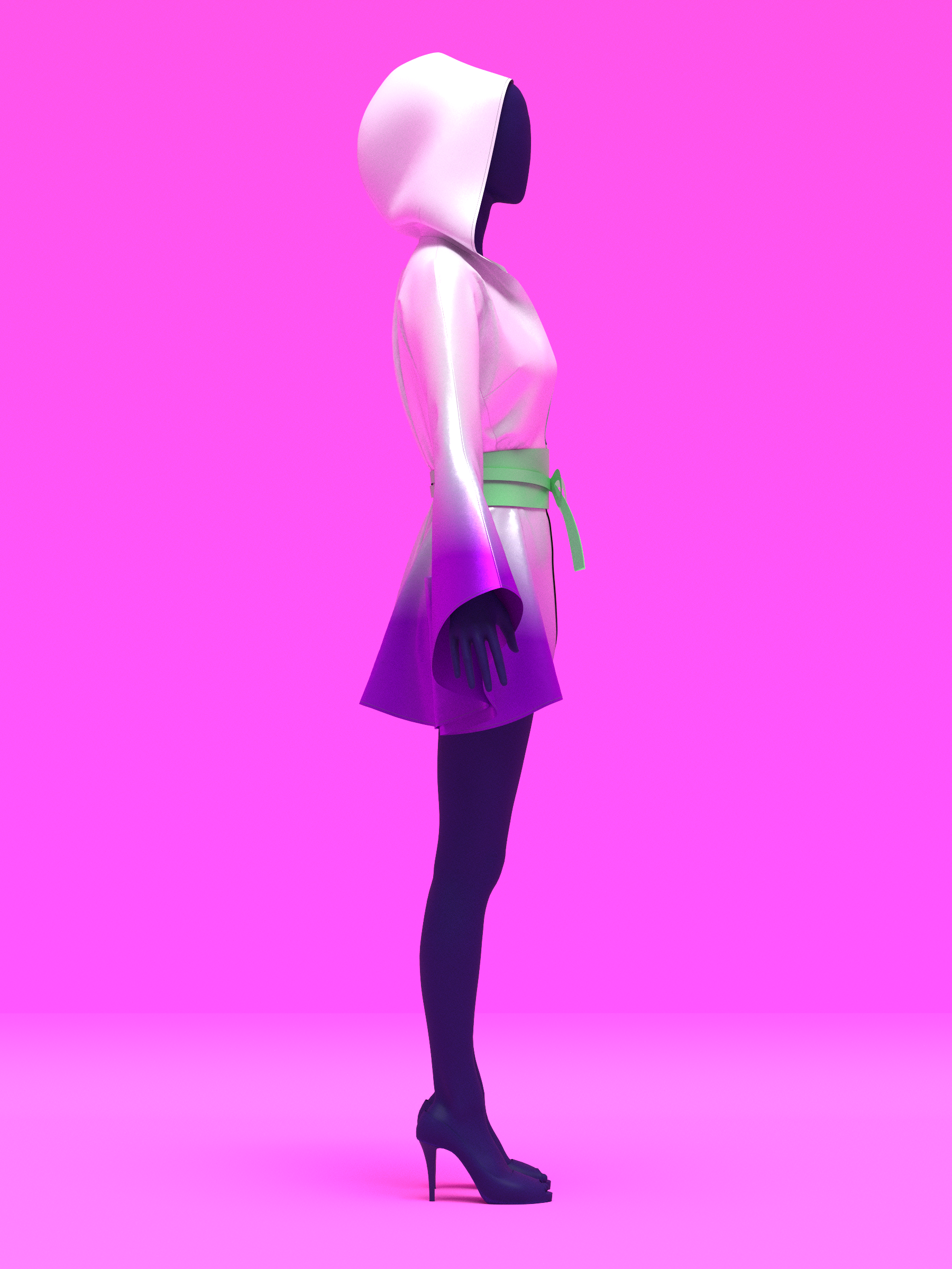Hooded Kimono Robe with Attached Bell Sleeves Sewing Pattern (XS-4X) For Drag Queens by Katkow with Wrap Belt Cape Reveal Coat Side