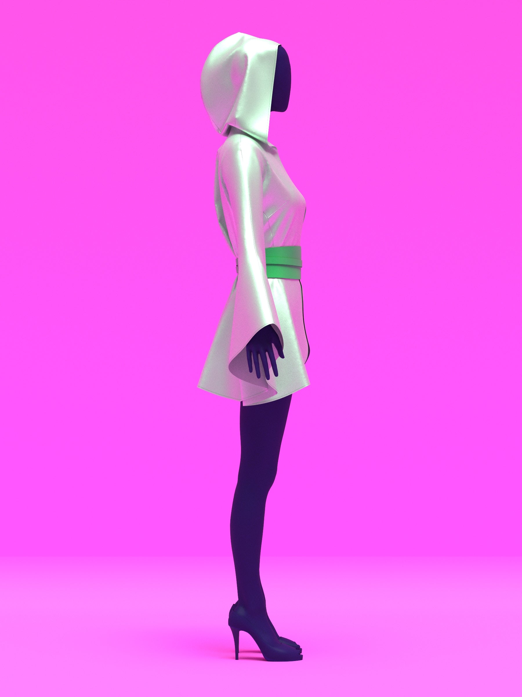 Hooded Kimono Robe with Attached Bell Sleeves Sewing Pattern (XS-4X) For Drag Queens by Katkow with Wrap Belt Cape Reveal Coat Front