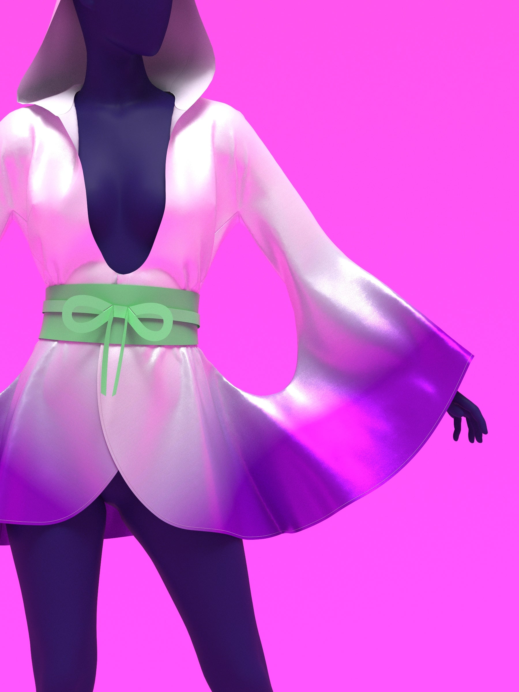 Hooded Kimono Robe with Attached Bell Sleeves Sewing Pattern (XS-4X) For Drag Queens by Katkow with Wrap Belt Cape Reveal Coat