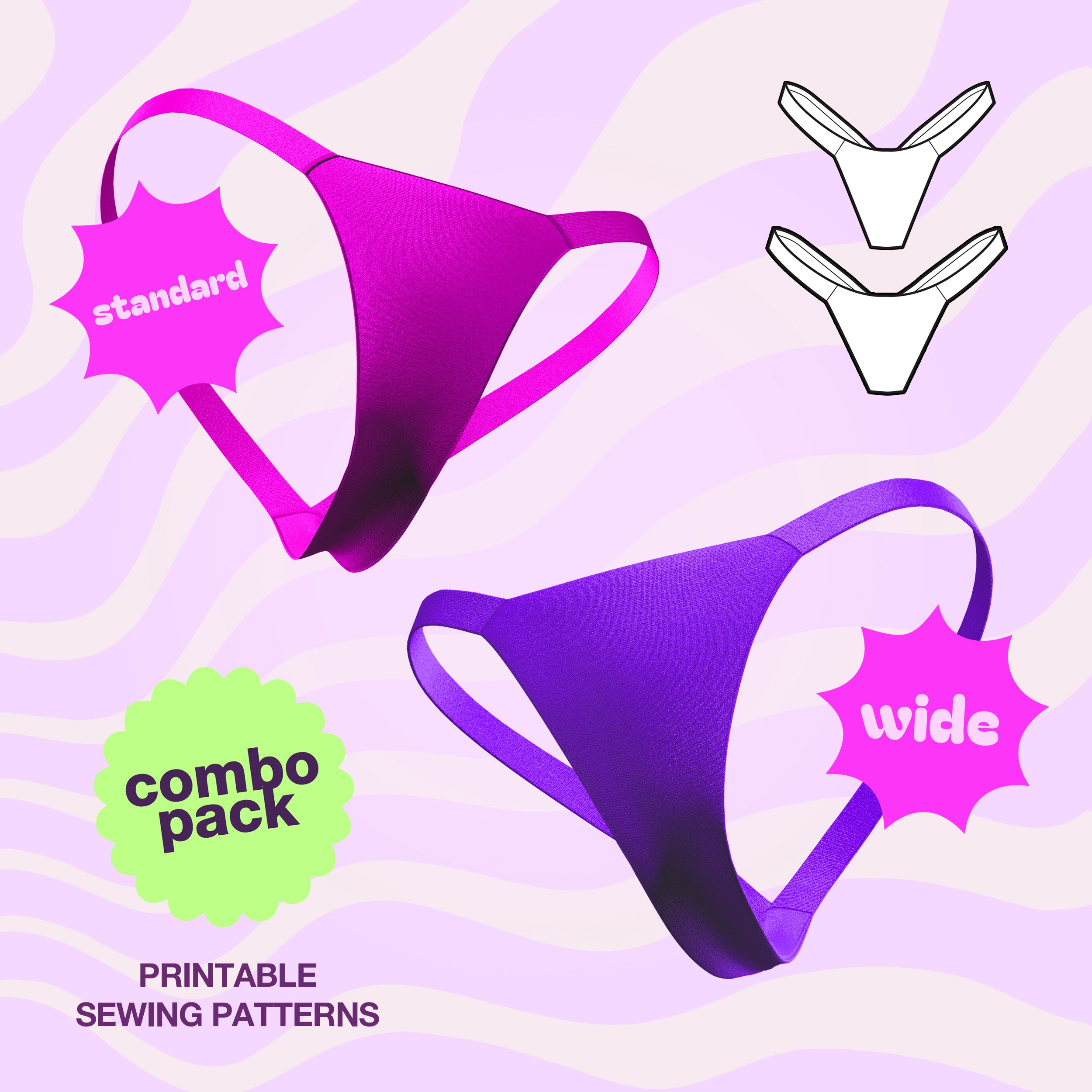 Katkow and Tuckituppp Collaboration Tucking Gaff Sewing Pattern Combo Pack Standard and Wide Undergarment Thong Drag Queen Transgender Costume Mens Lingerie Plus Size Cosplay