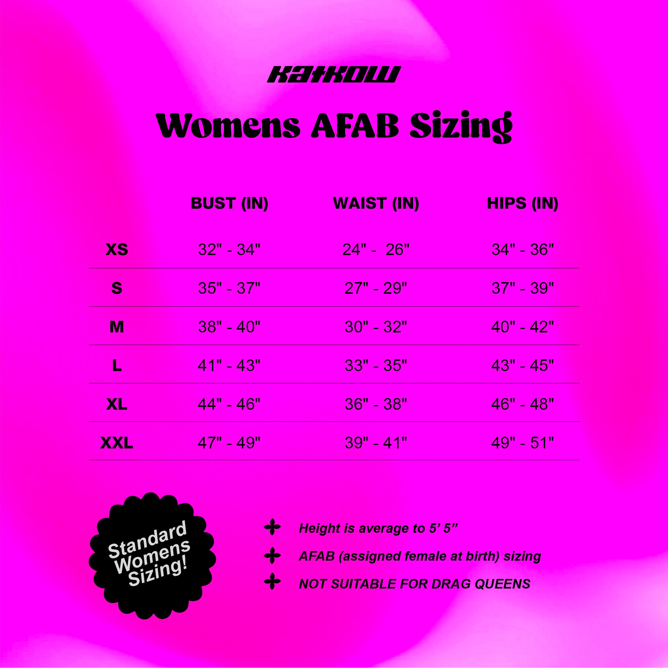 Katkow Long Sleeve Leotard Sewing Pattern (Sizes XS-4X) - Drag Queen Womens size