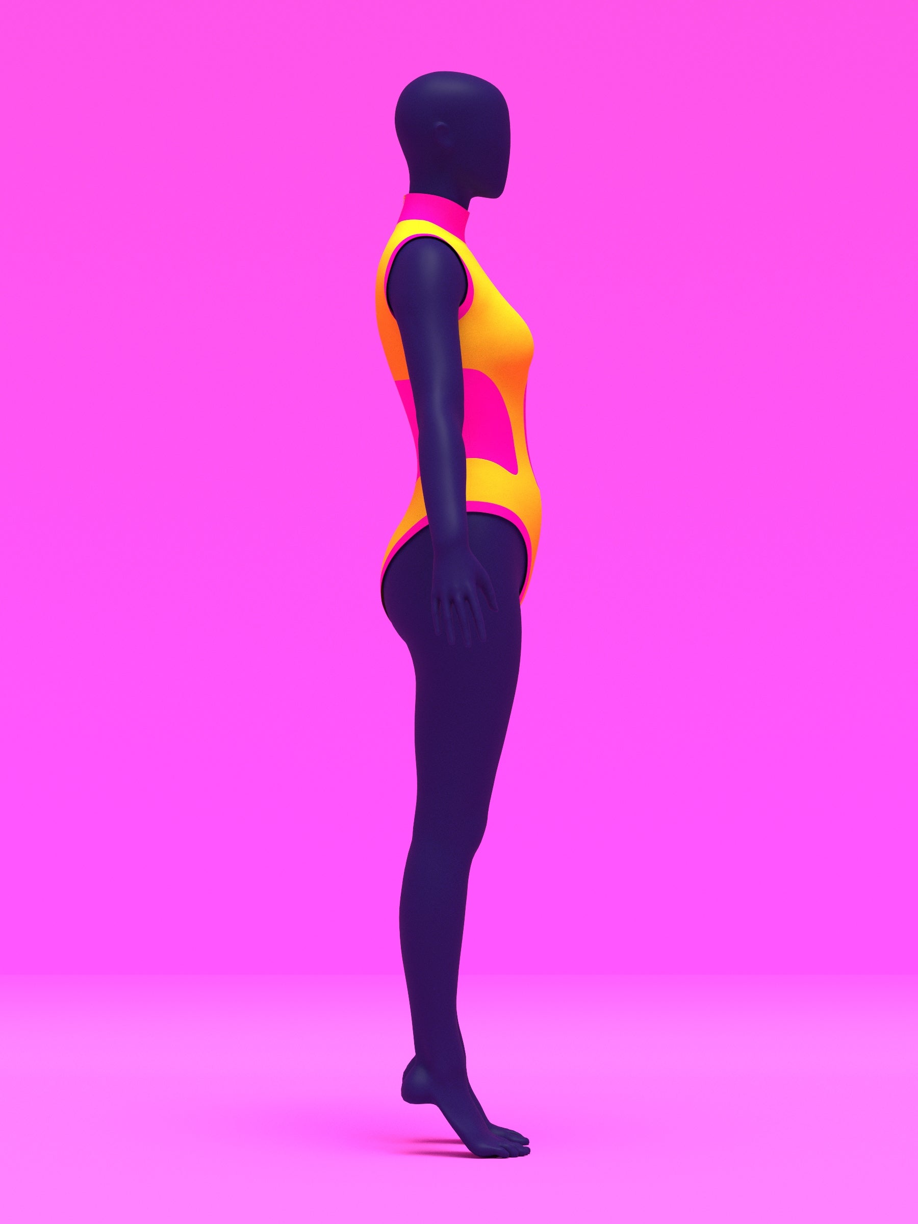 Nina Sleeveless Leotard Sewing Pattern For Drag Queens with Color-block cut outs, easy to sew, beginner pattern, stretch dancewear bodysuit costume outfit by Katkow side profile