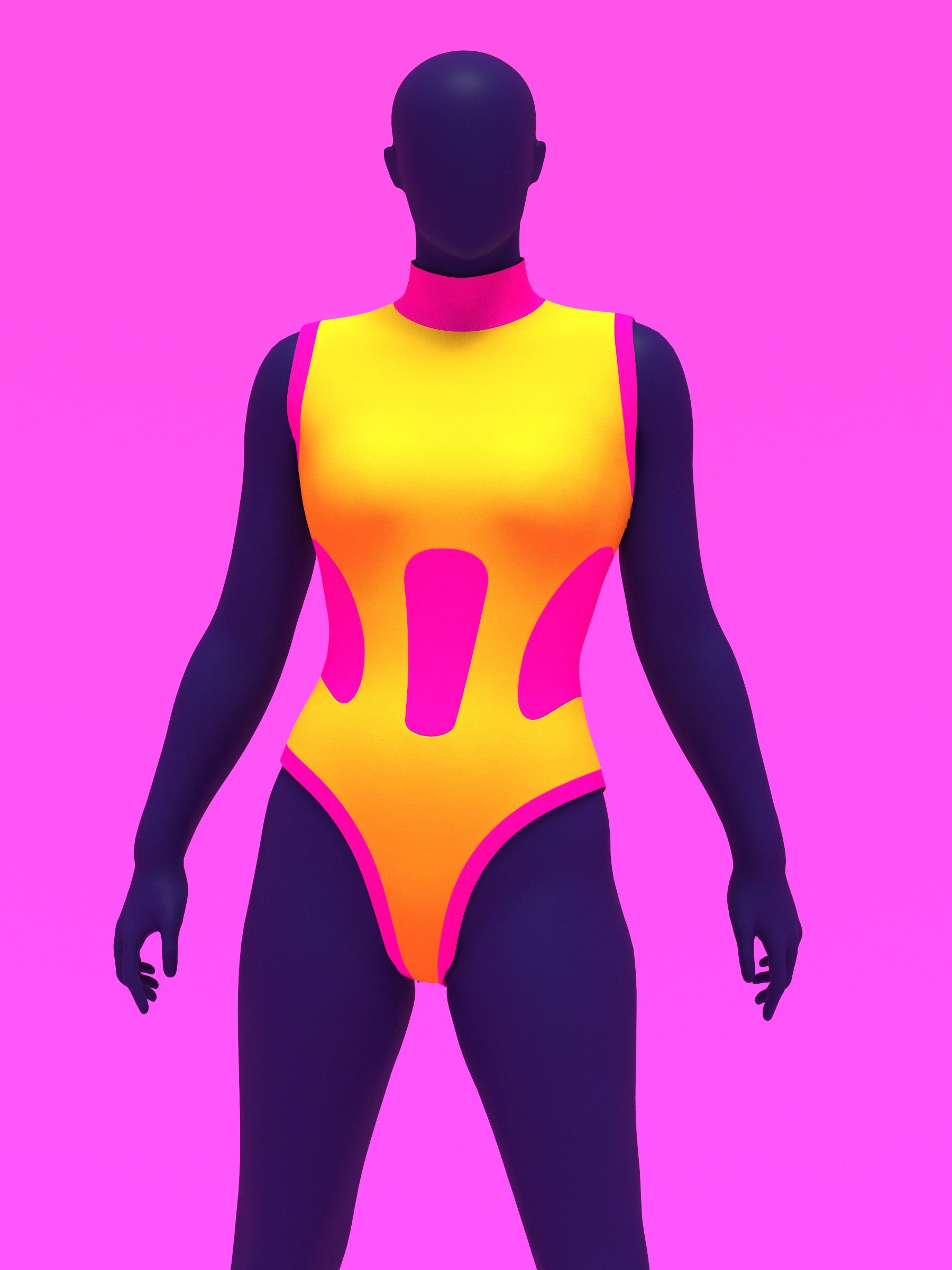 Nina Sleeveless Leotard Sewing Pattern For Drag Queens with Color-block cut outs, easy to sew, beginner pattern, stretch dancewear bodysuit costume outfit by Katkow Front