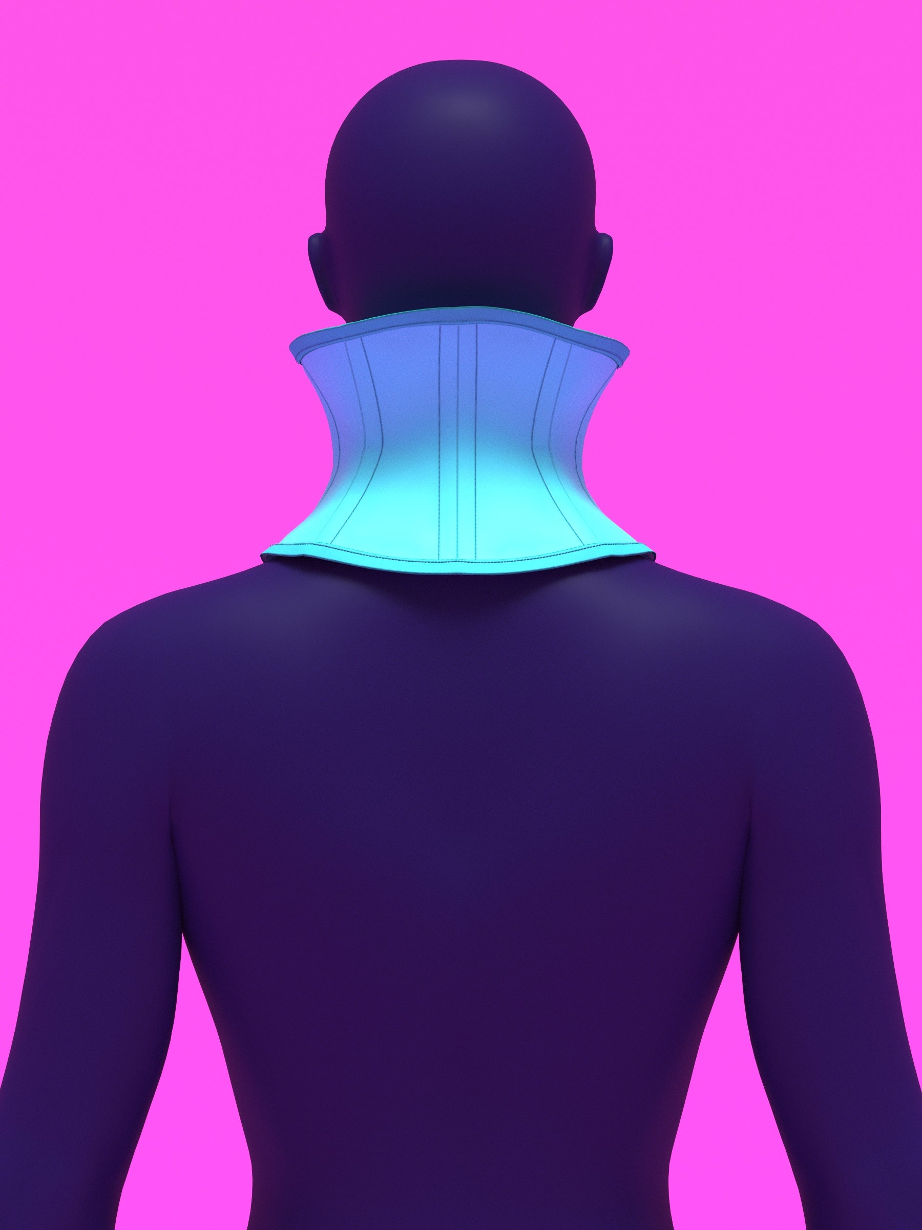 Open High Collar Neck Corset Sewing Pattern for Drag queens Cosplay Costume Fetish Alternative Goth Outfit by Katkow Blue Back