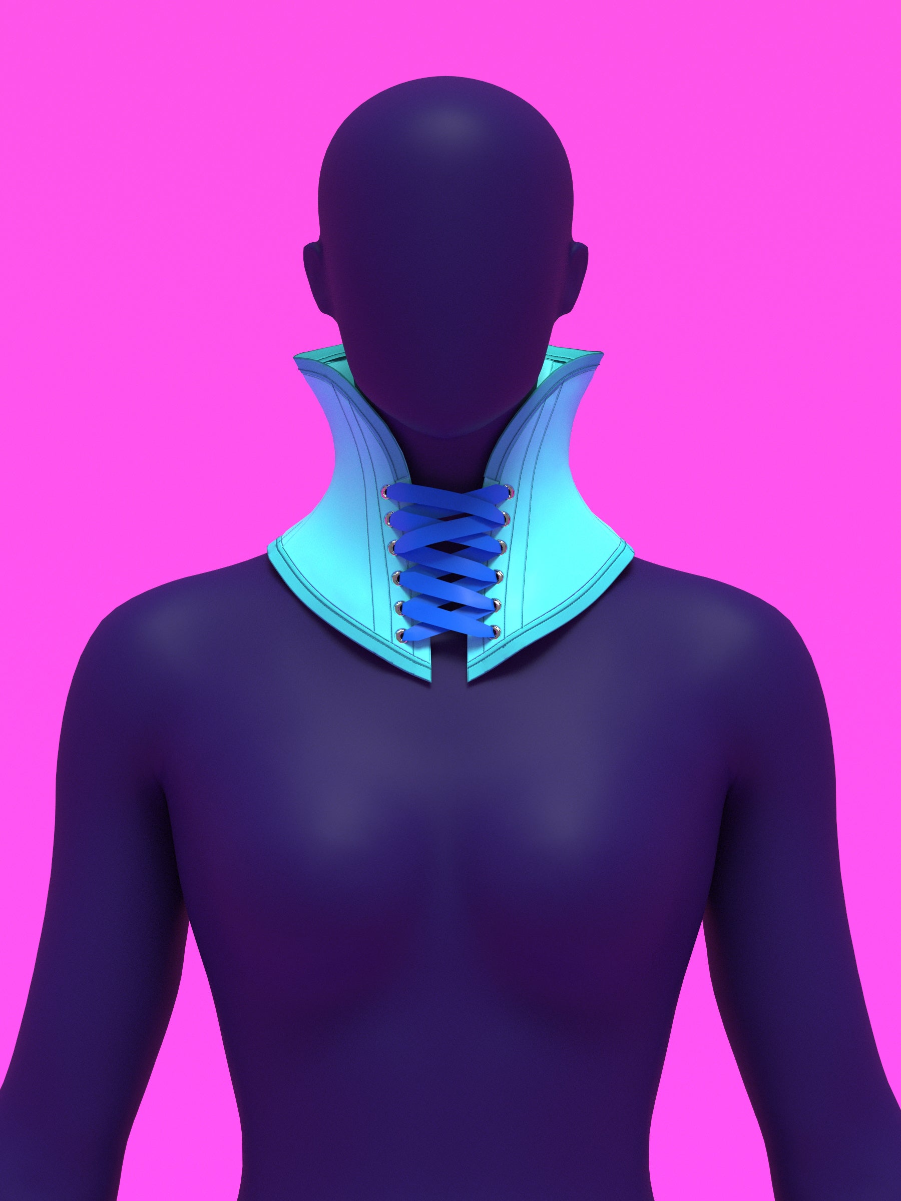 Open High Collar Neck Corset Sewing Pattern for Drag queens Cosplay Costume Fetish Alternative Goth Outfit by Katkow Blue