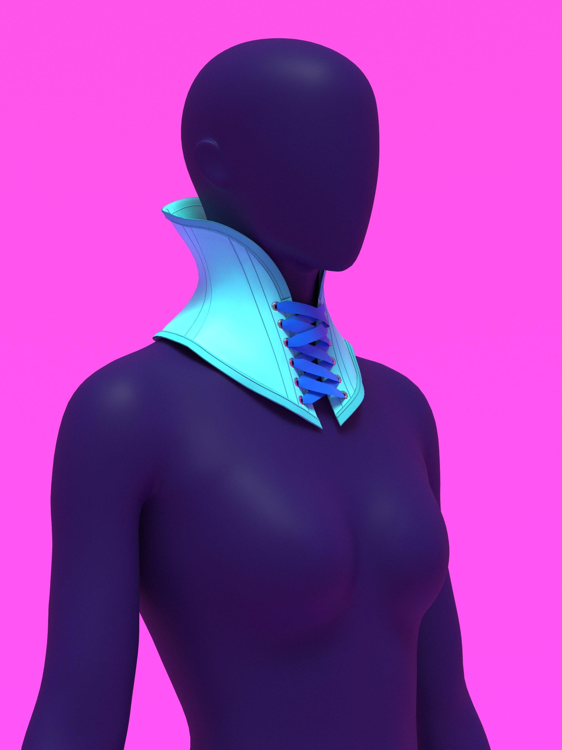 Open High Collar Neck Corset Sewing Pattern for Drag queens Cosplay Costume Fetish Alternative Goth Outfit by Katkow Blue