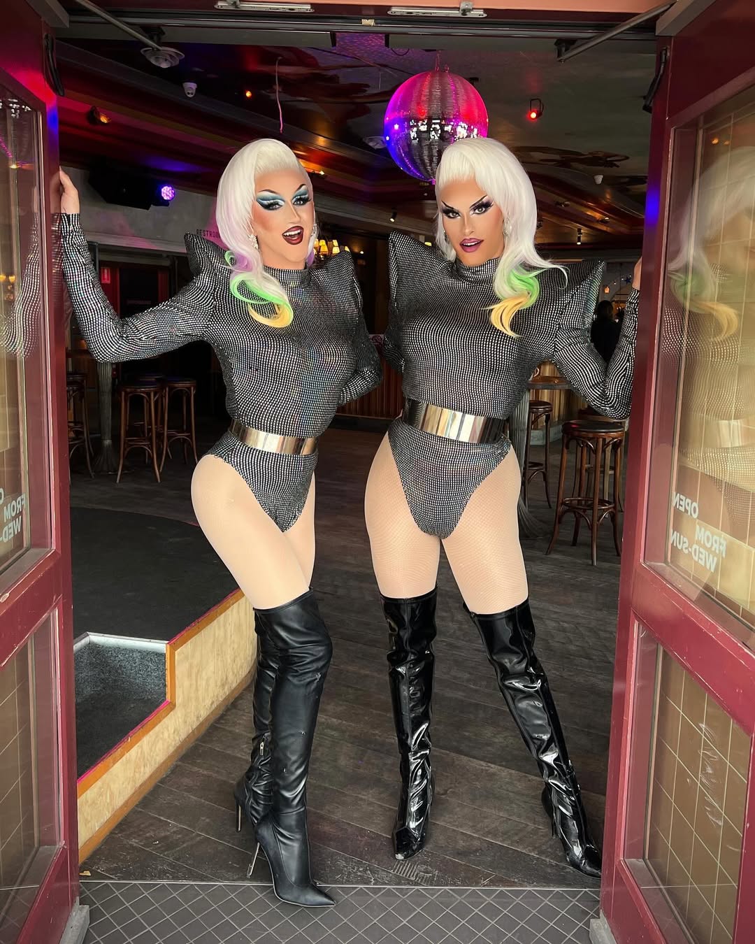 Pointed Shoulder Leotard Sewing Pattern For Drag Queens Cosplay by Katkow Stretch outfit models