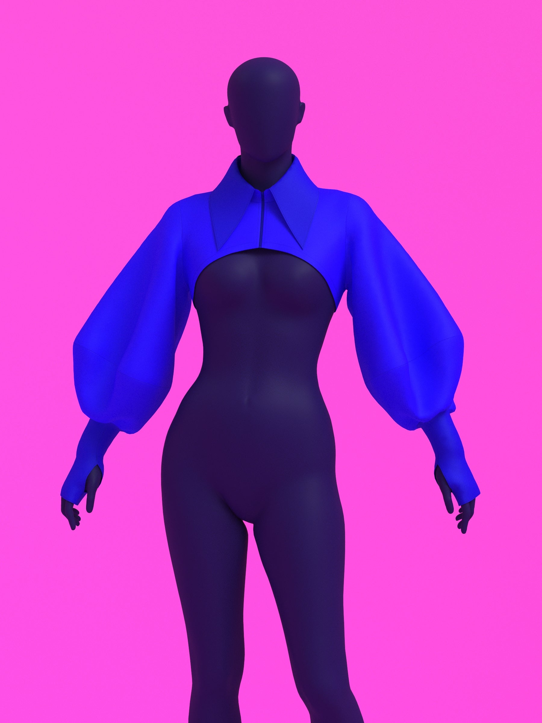 Balloon Sleeve Shrug Sewing Pattern For Drag Queens Oversized Sleeves Fingerless Glove Pointed Knife Collar Top Accessory Beginner Pattern by Katkow Blue