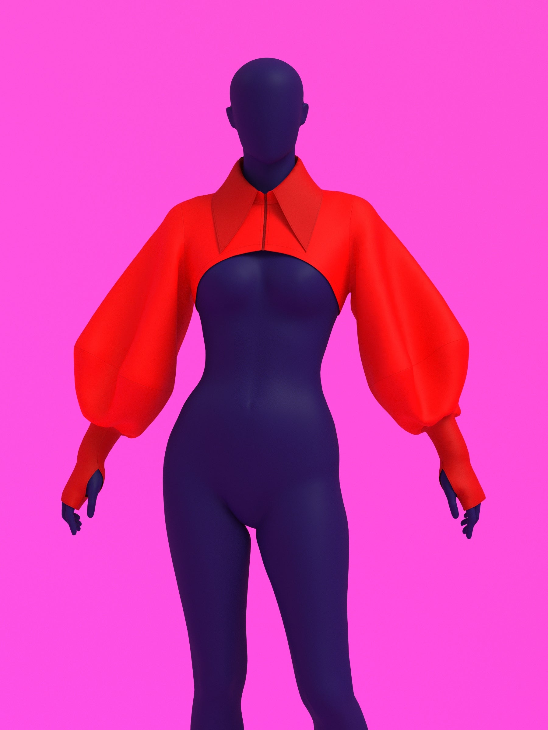 Balloon Sleeve Shrug Sewing Pattern For Drag Queens Oversized Sleeves Fingerless Glove Pointed Knife Collar Top Accessory Beginner Pattern by Katkow Red