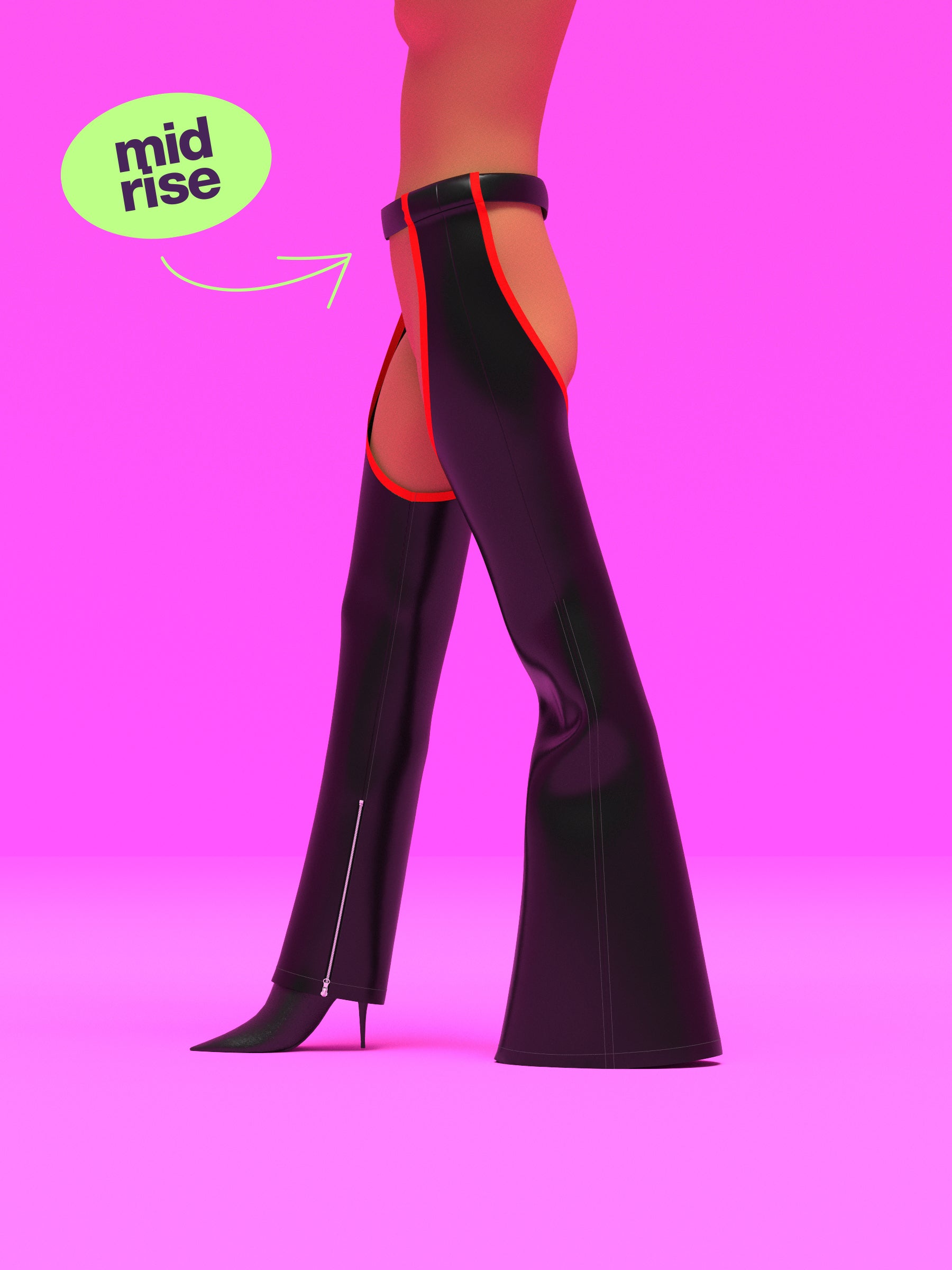 Mid Rise Chaps Sewing Pattern for Drag Queens Bell Bottom Straight Leg by Katkow for Drag Costume Festivals Raves Outfits Western Cosplay