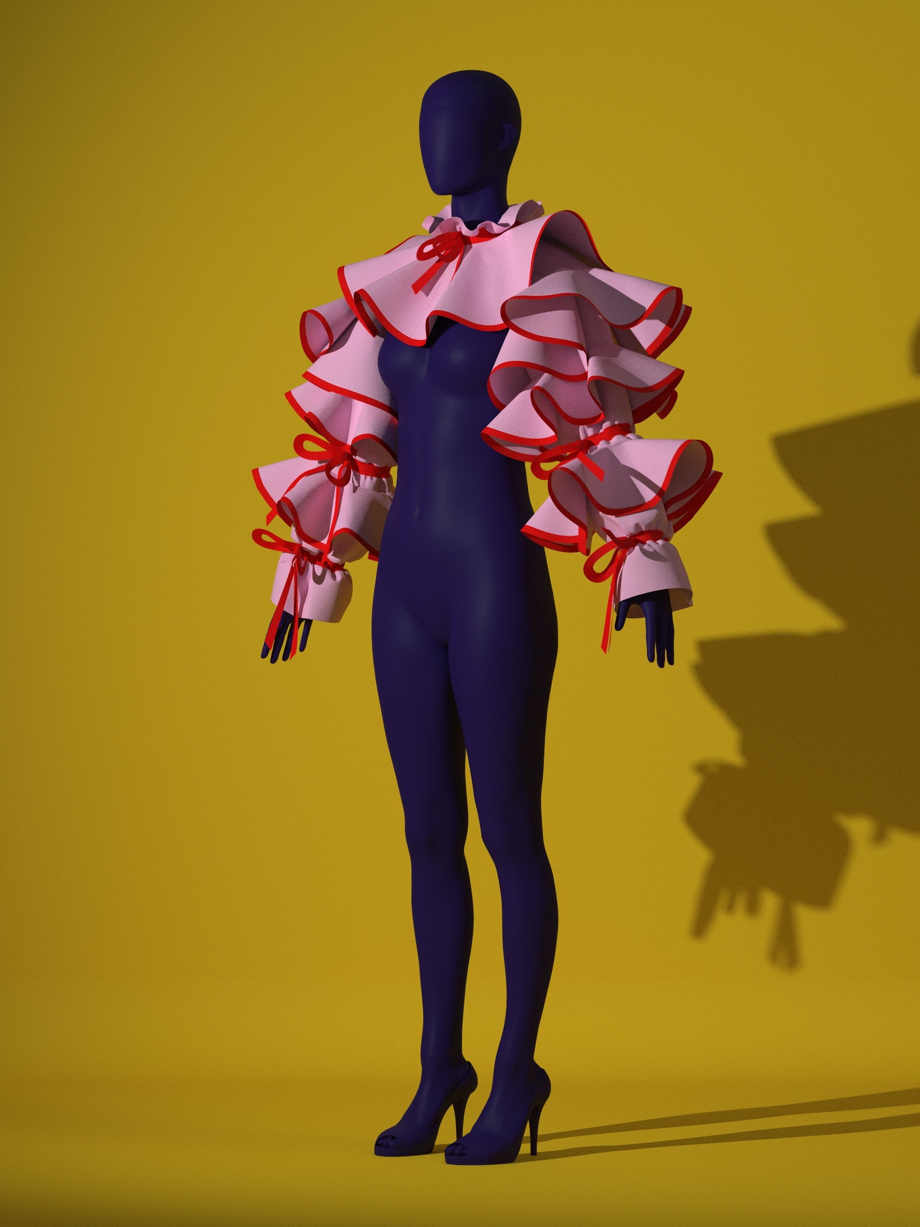 Clown Ruffle Shrug sewing pattern XS-4X for drag queen Halloween costume pose angle