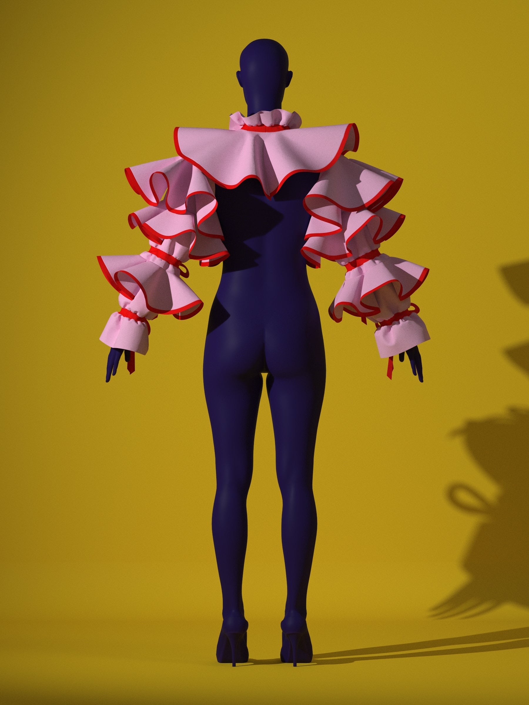 Clown Ruffle Shrug sewing pattern XS-4X for drag queen Halloween costume pose back