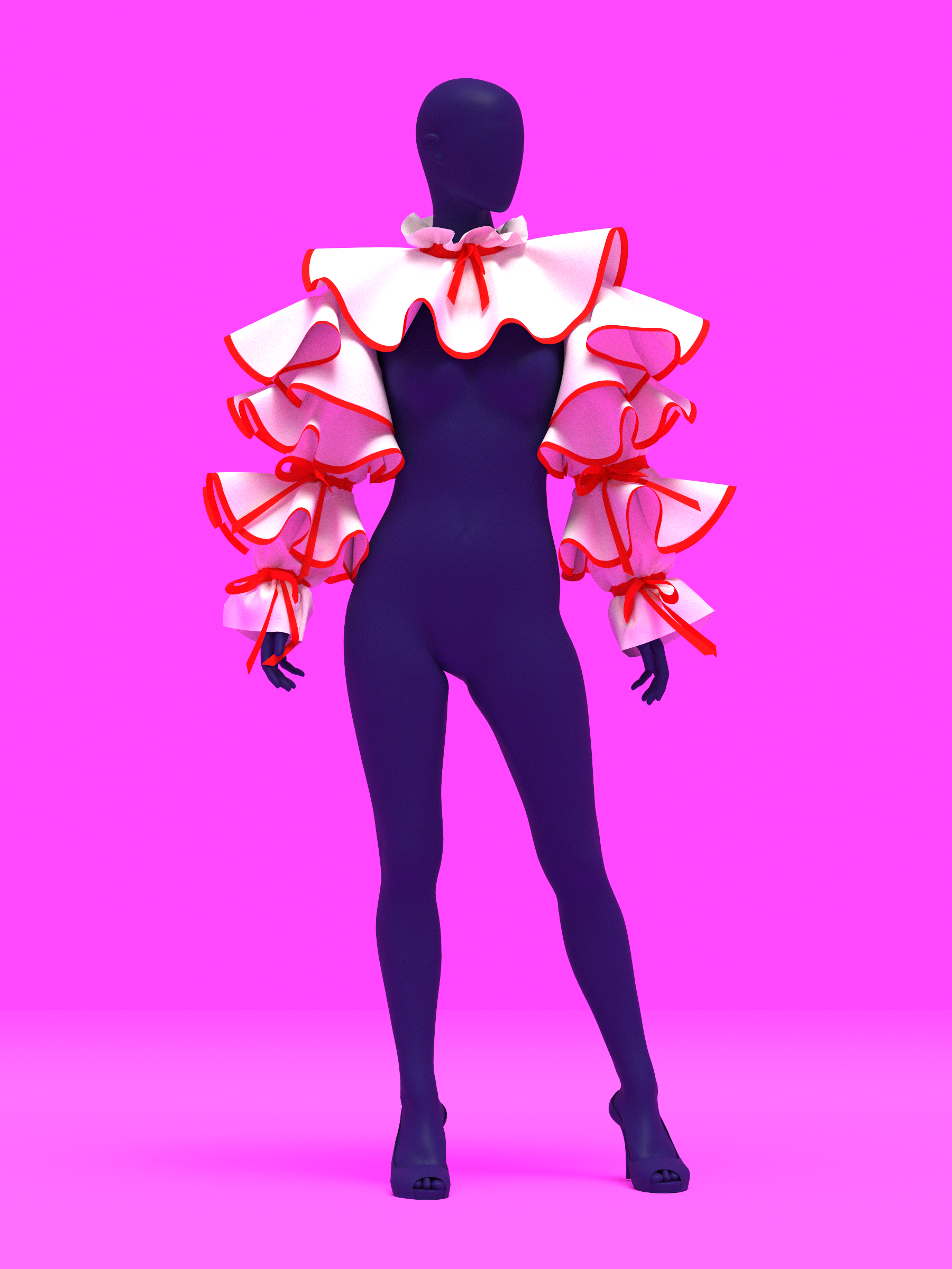 Clown Ruffle Shrug sewing pattern XS-4X for drag queen Halloween costume pose