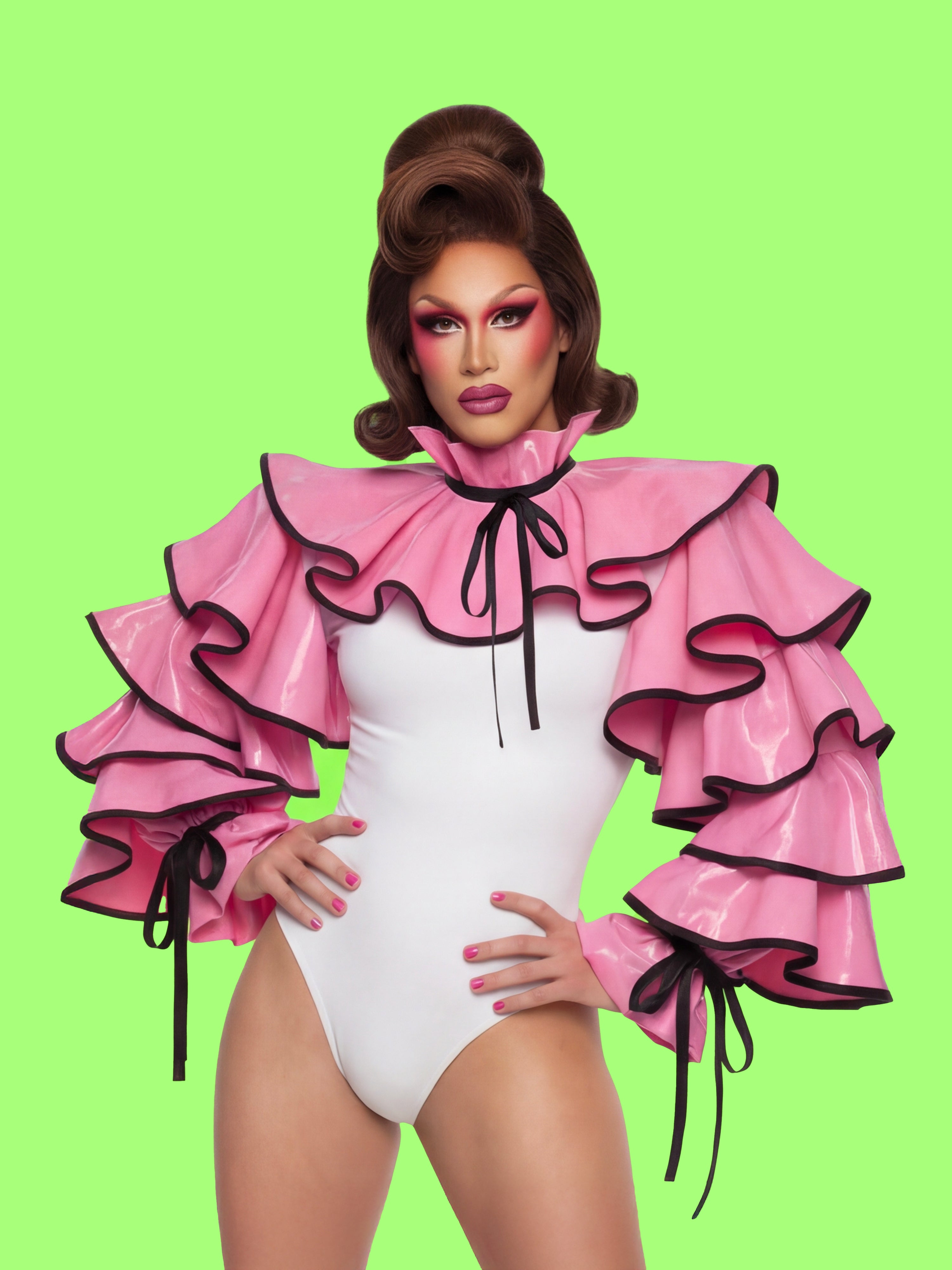 clown ruffle shrug top sewing pattern for drag queens halloween costume sleeve gathered collar cosplay by Katkow front