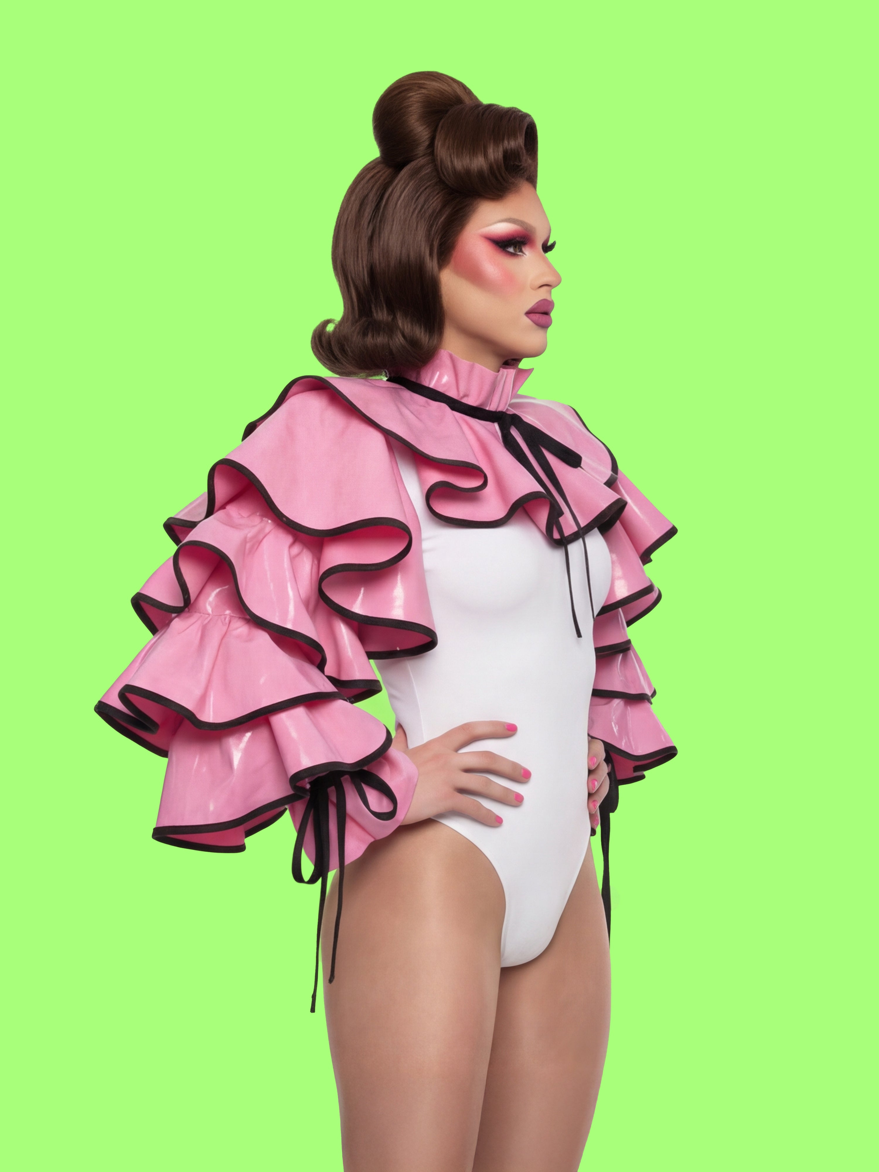 clown ruffle shrug top sewing pattern for drag queens halloween costume sleeve gathered collar cosplay by Katkow side 3