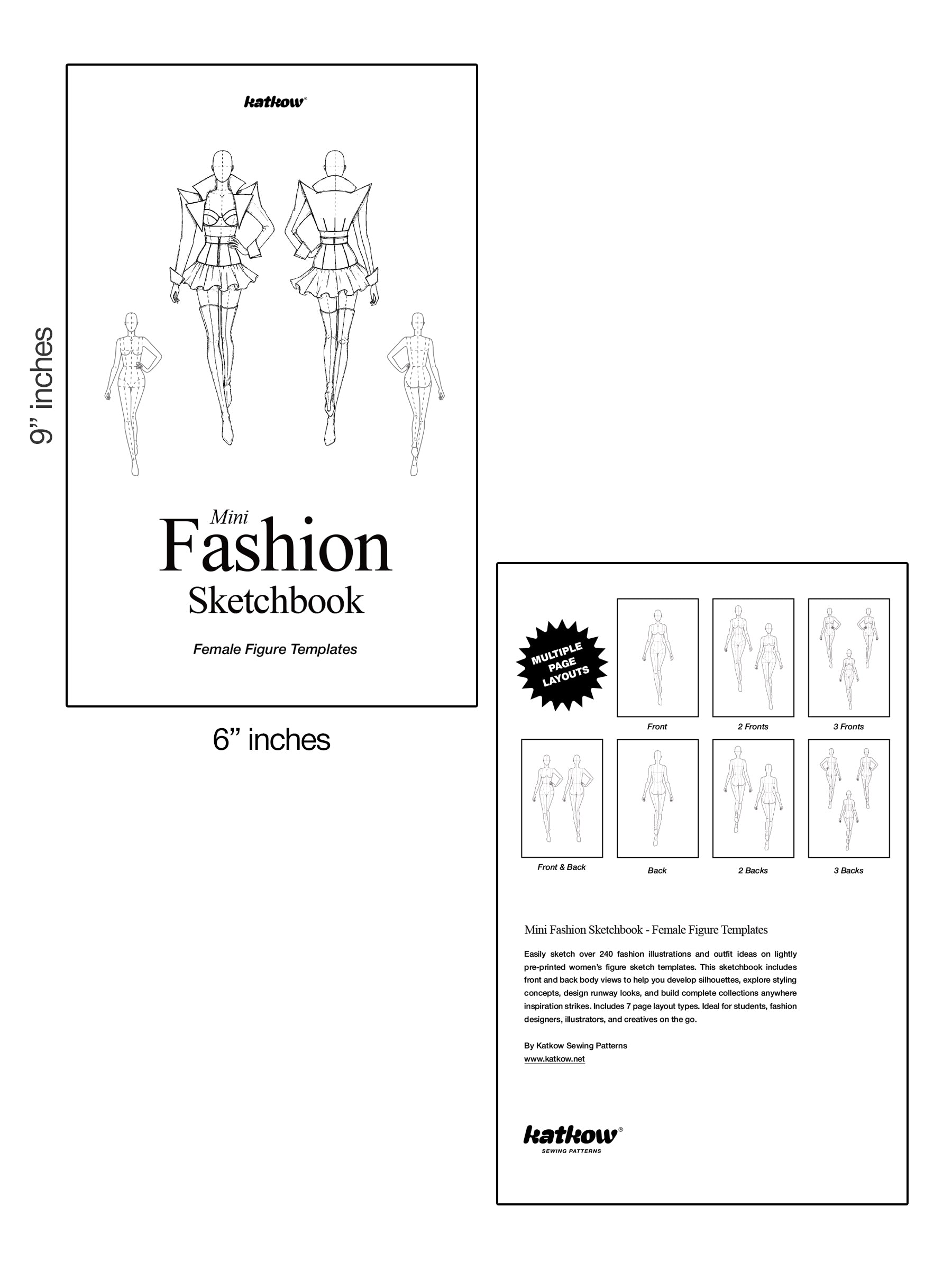 Mini Fashion Sketchbook - Female Figure Templates
