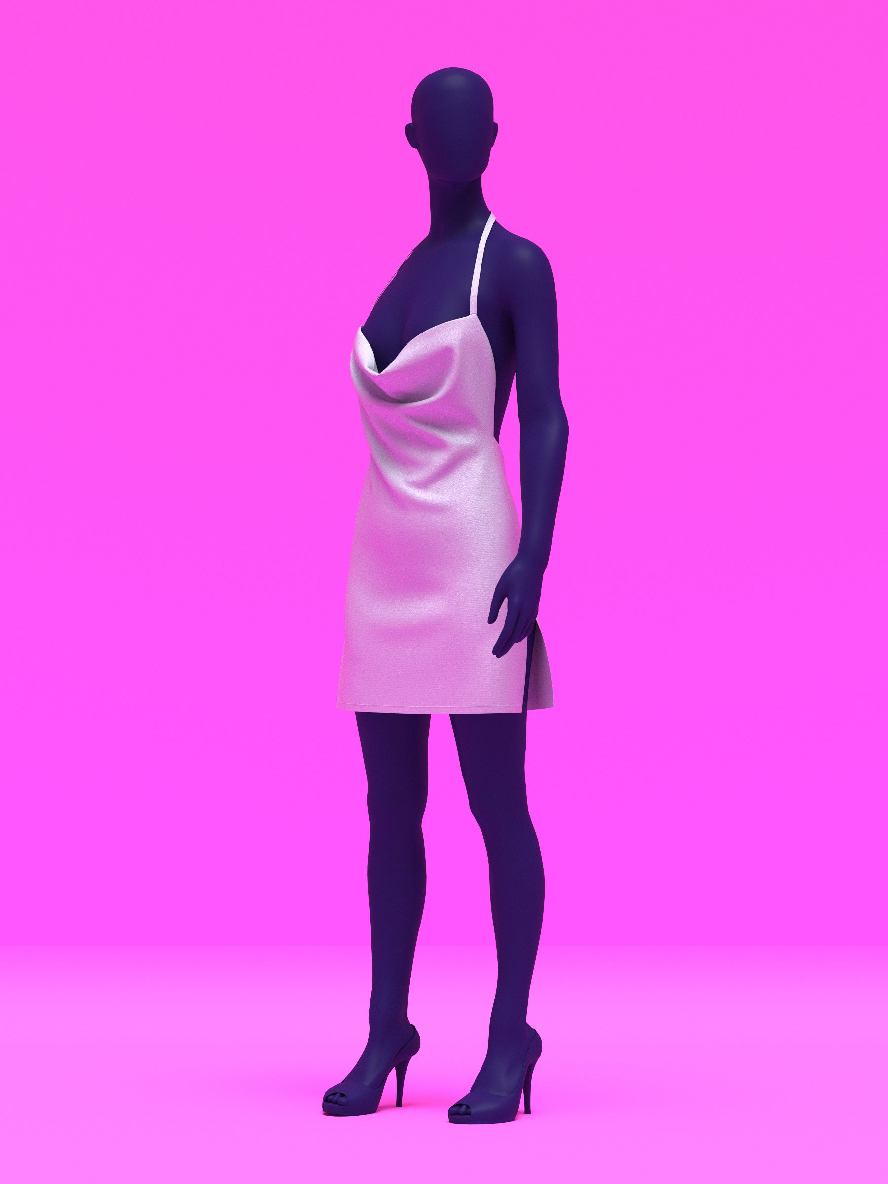 Cowl Neck Dress Sewing Pattern for Drag Queens by Katkow Paris Hilton Disco Party Easy Sew y2k Costume Mini Front Pose