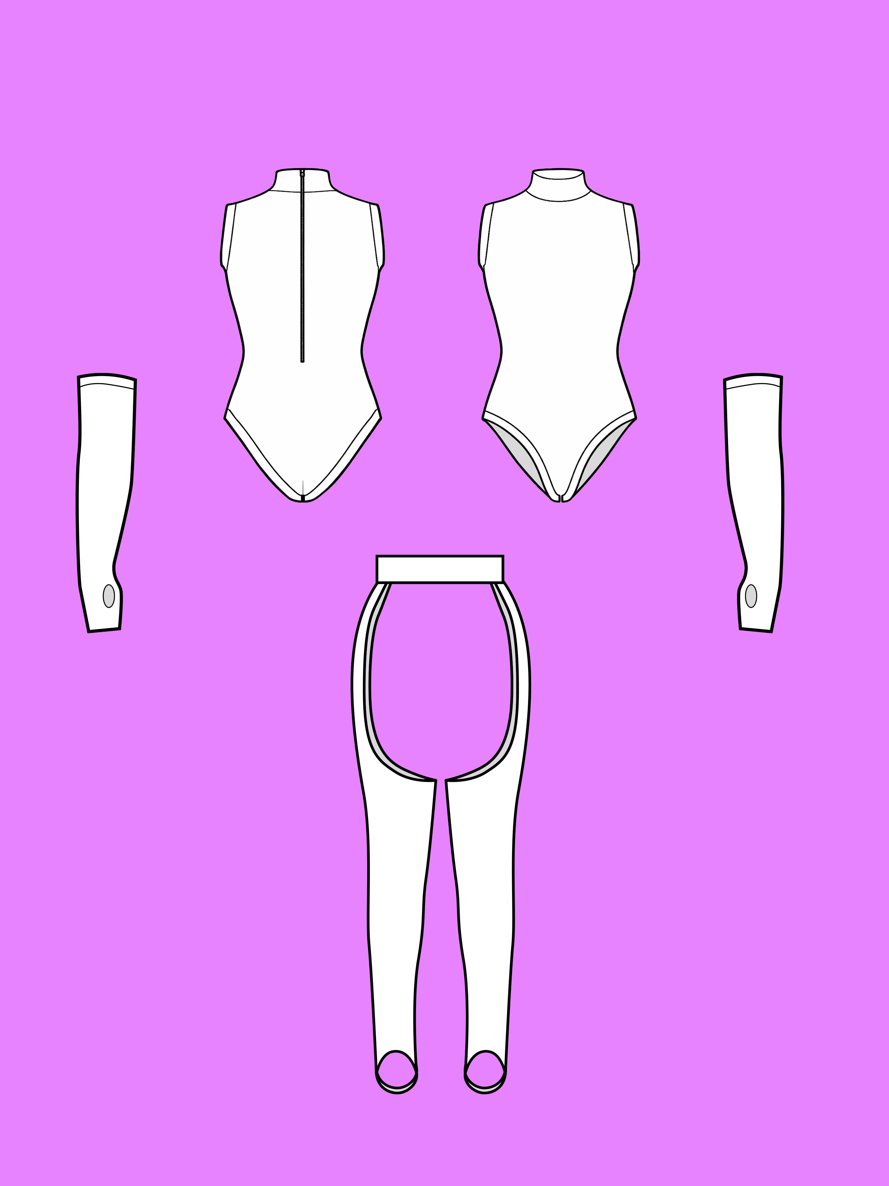 Stretch Set Leotard, Fingerless Opera Gloves, Chaps Sewing Patterns For Drag Queens by Katkow Beginner Sewing Pattern Full Drag Costume flats