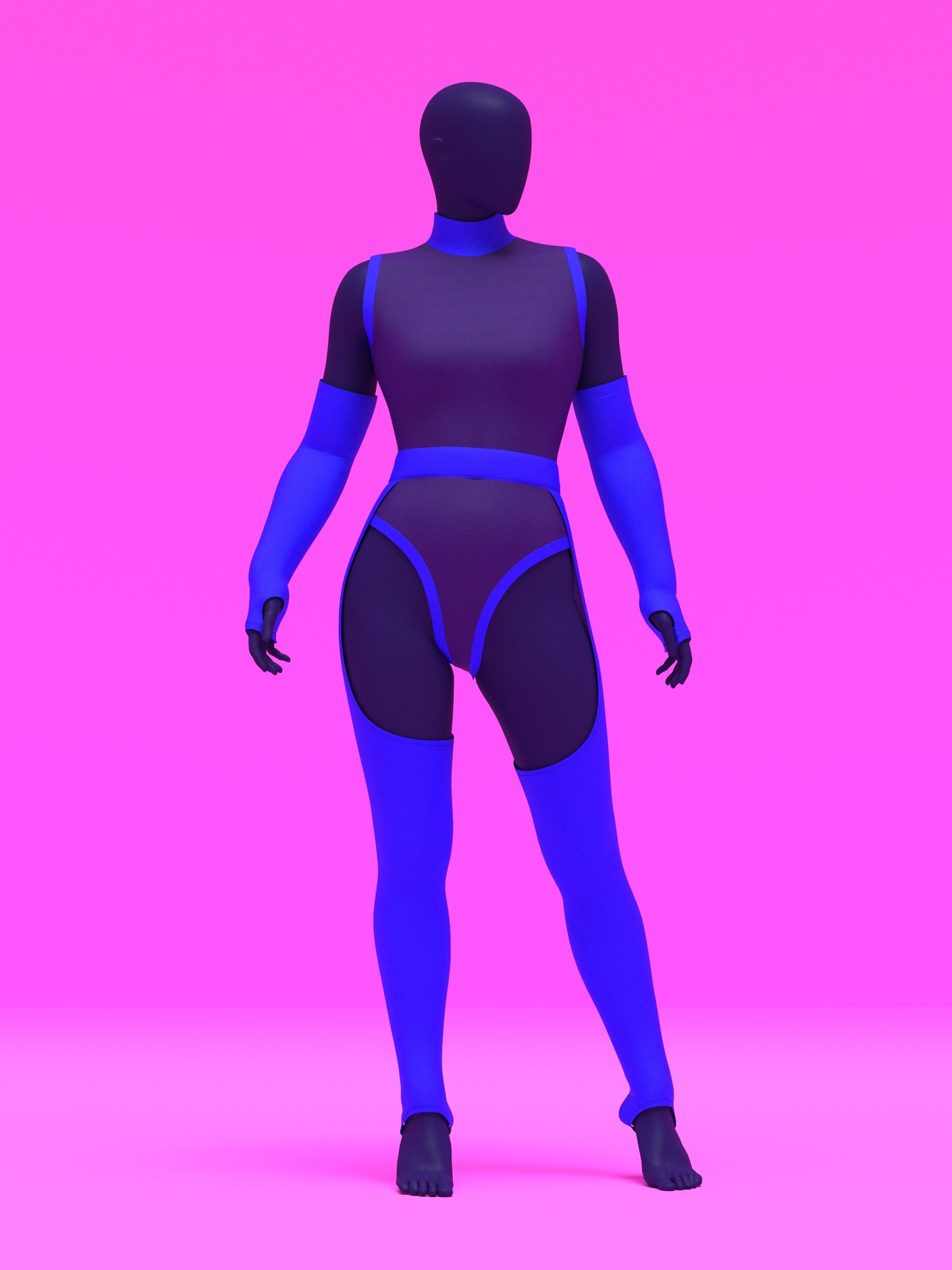 Stretch Set Leotard, Fingerless Opera Gloves, Chaps Sewing Patterns For Drag Queens by Katkow Beginner Sewing Pattern Full Drag Costume blue