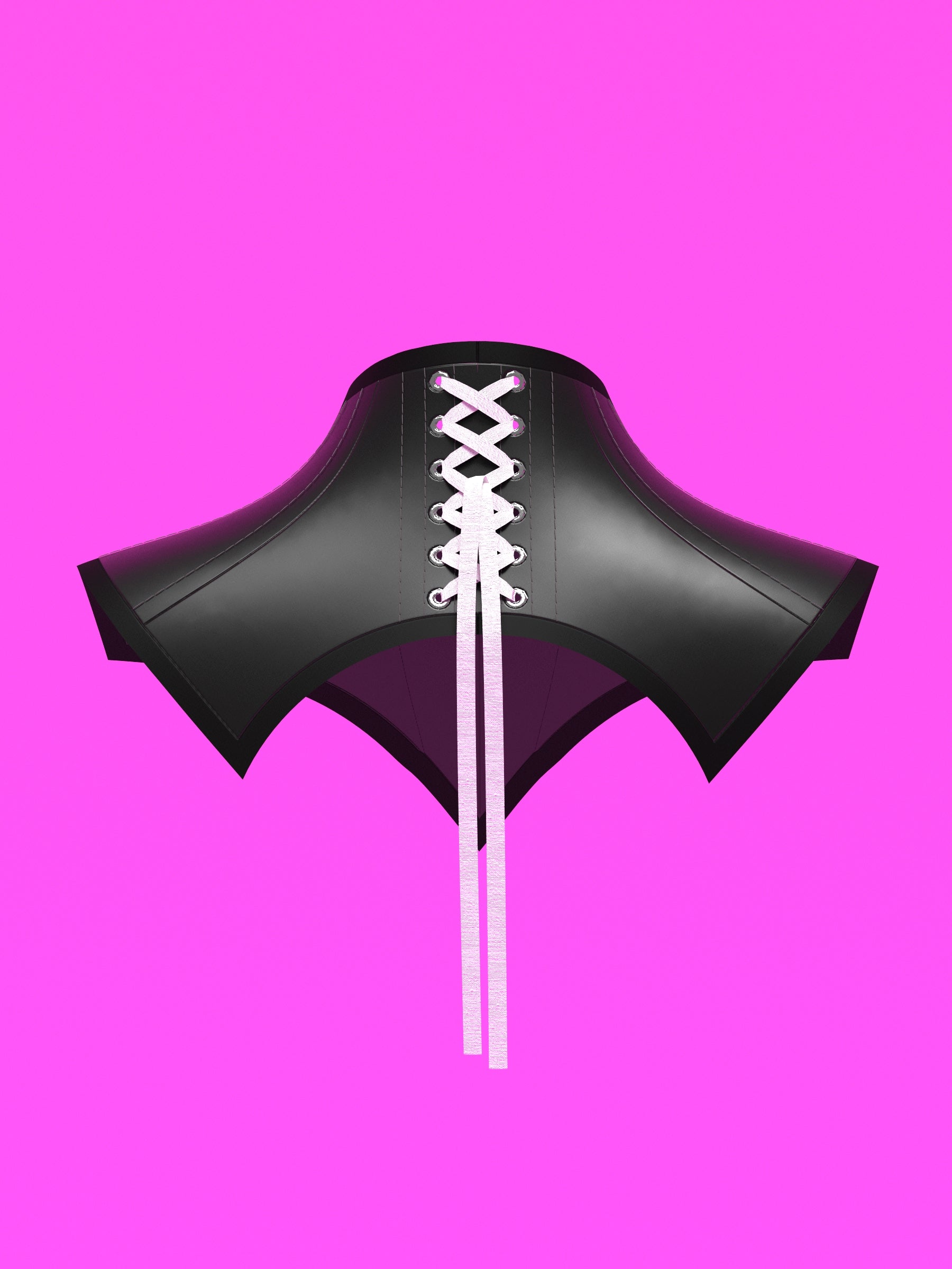 Extended V Pointed Shoulder Corset Harness Sewing Pattern for drag queens fetish goth alternative halloween costume outfit leather by katkow back garment black