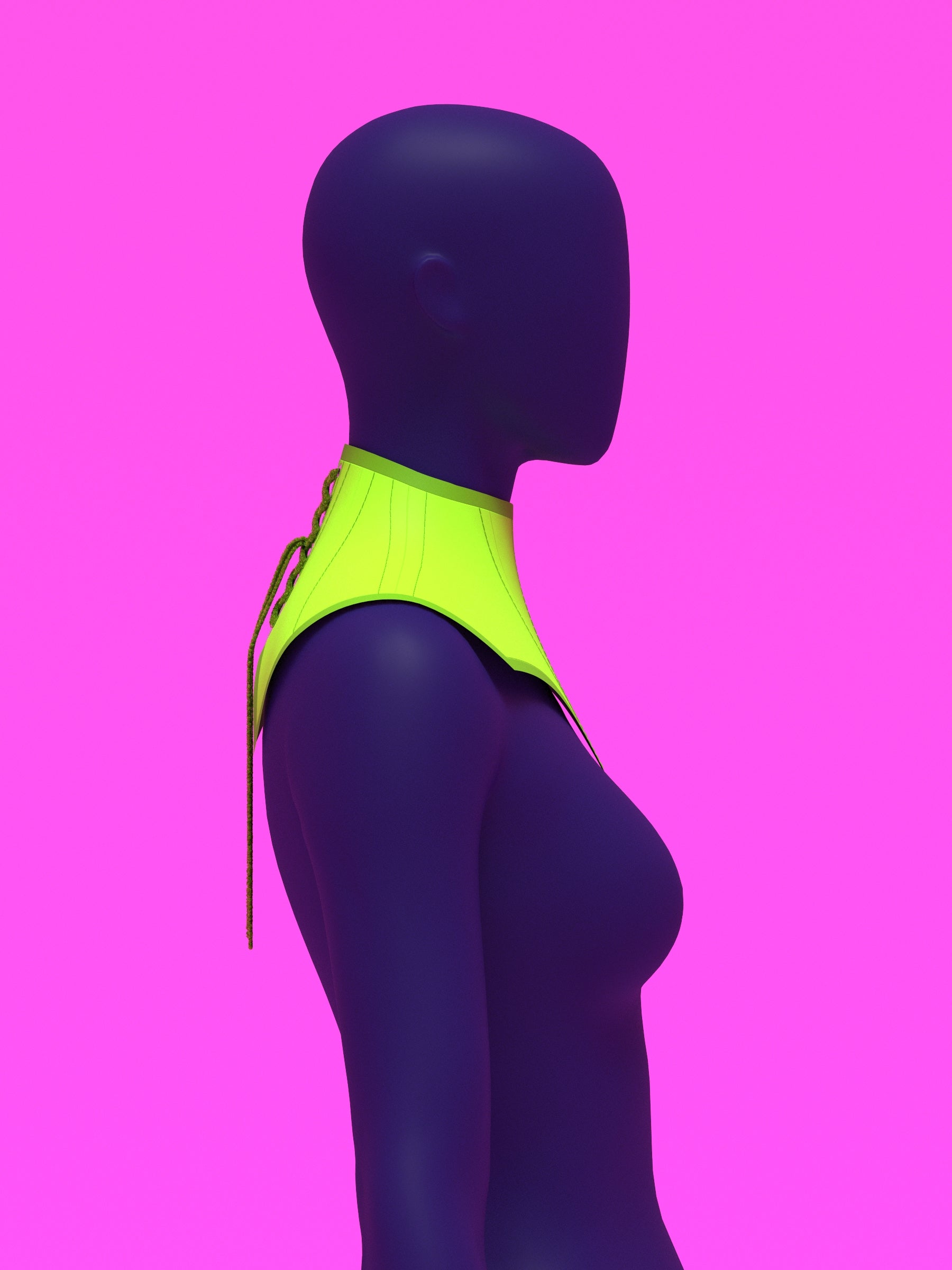 Extended V Pointed Shoulder Corset Harness Sewing Pattern for drag queens fetish goth alternative halloween costume outfit leather by katkow front green side