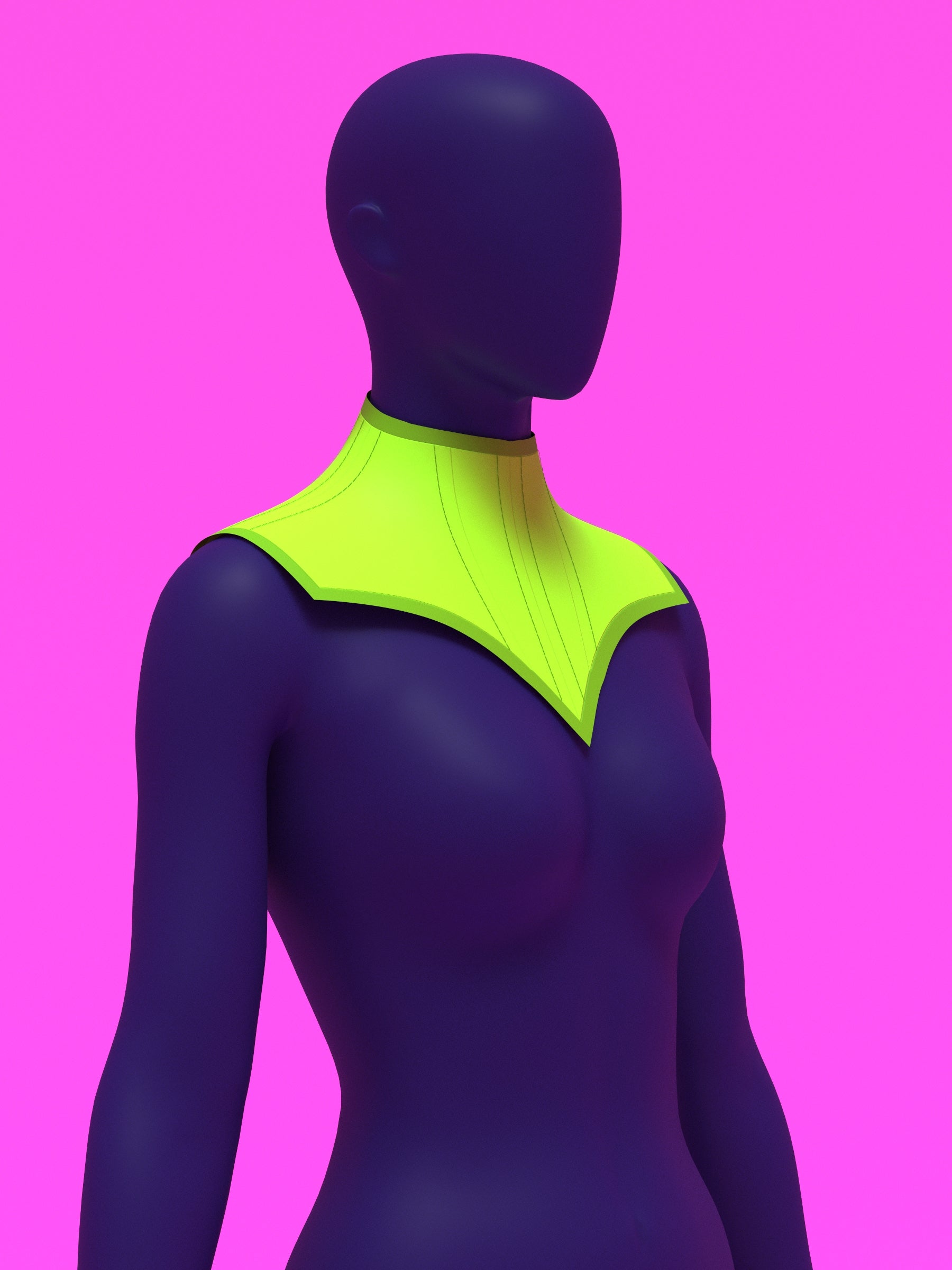 Extended V Pointed Shoulder Corset Harness Sewing Pattern for drag queens fetish goth alternative halloween costume outfit leather by katkow front green side 2