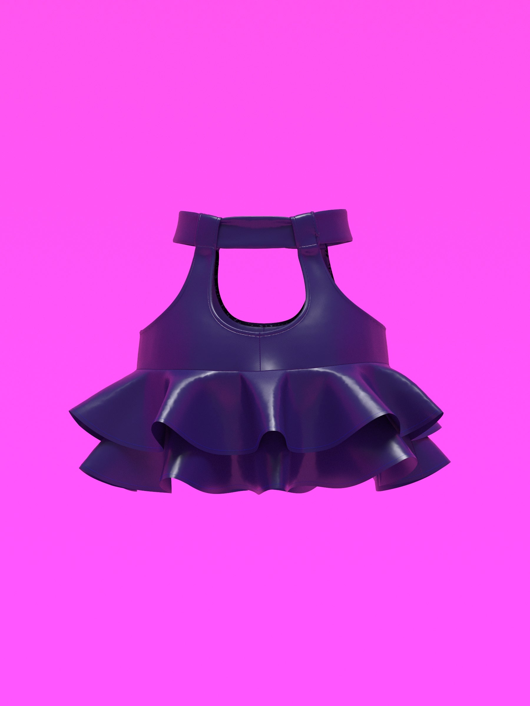 Garter Mini Skirt with Flounce Ruffles Sewing Pattern for drag Queens y2k 2000s style costume outfit easy to sew with garter straps by Katkow back garment black