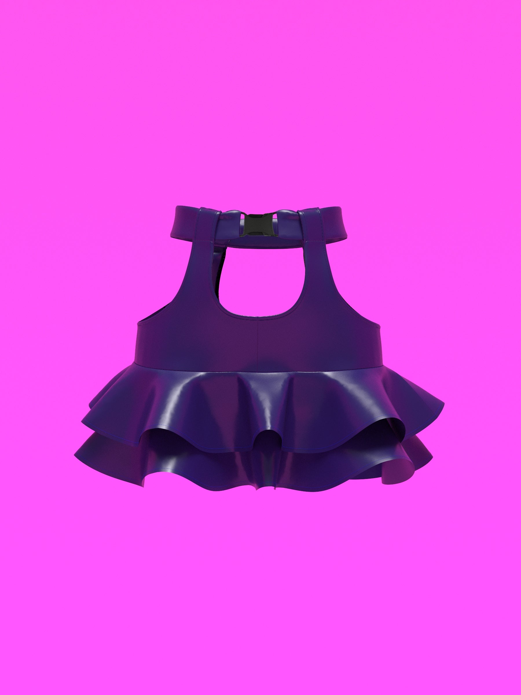 Garter Mini Skirt with Flounce Ruffles Sewing Pattern for drag Queens y2k 2000s style costume outfit easy to sew with garter straps by Katkow front garment black