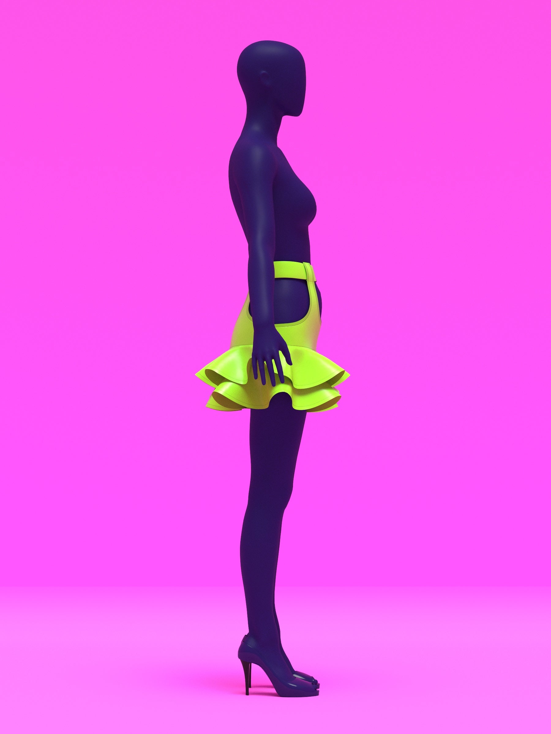 Garter Mini Skirt with Flounce Ruffles Sewing Pattern for drag Queens y2k 2000s style costume outfit easy to sew with garter straps by Katkow side