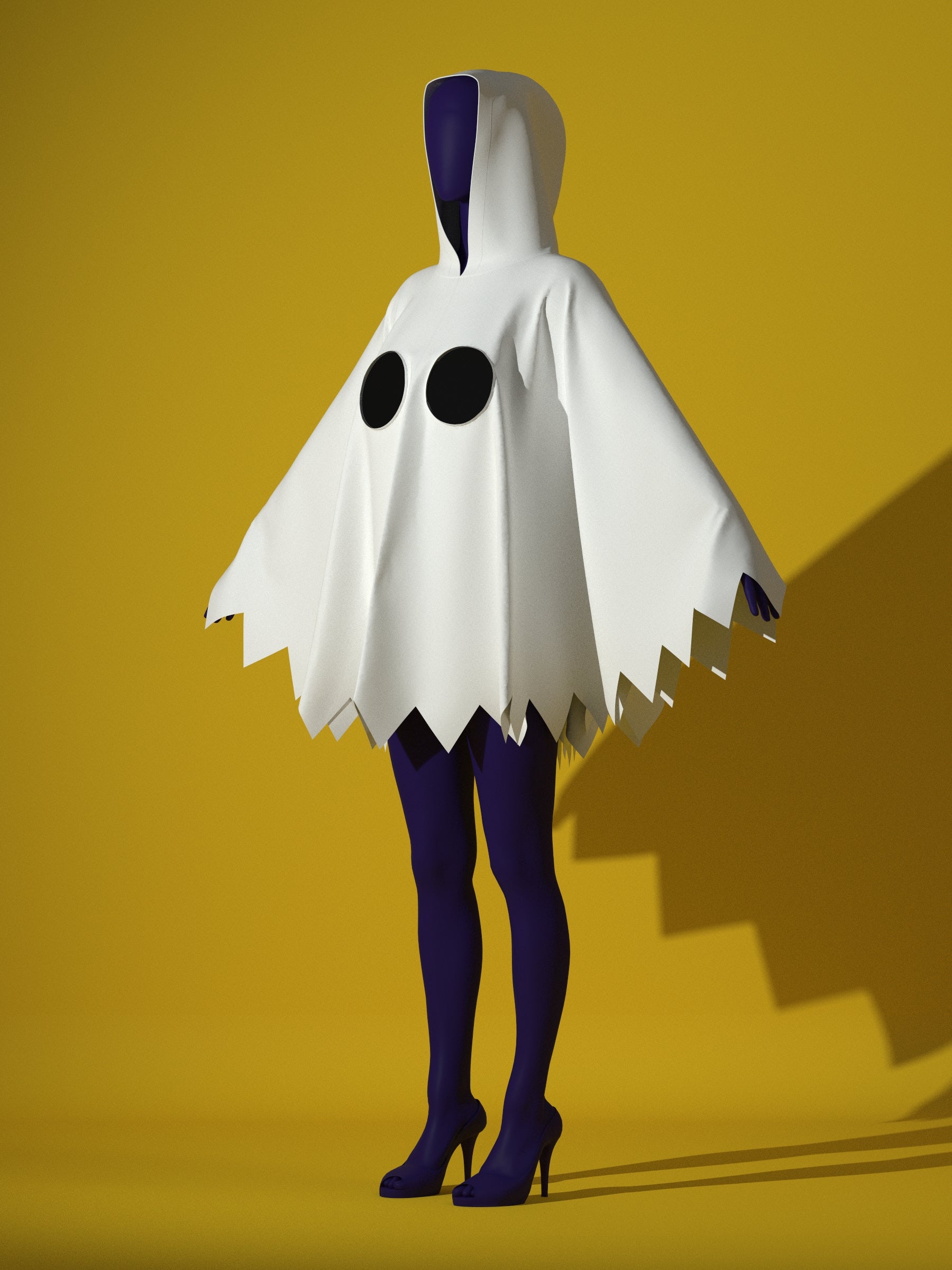 Ghost Hooded Poncho sewing pattern XS-4X for drag queen Halloween costume Pose angle