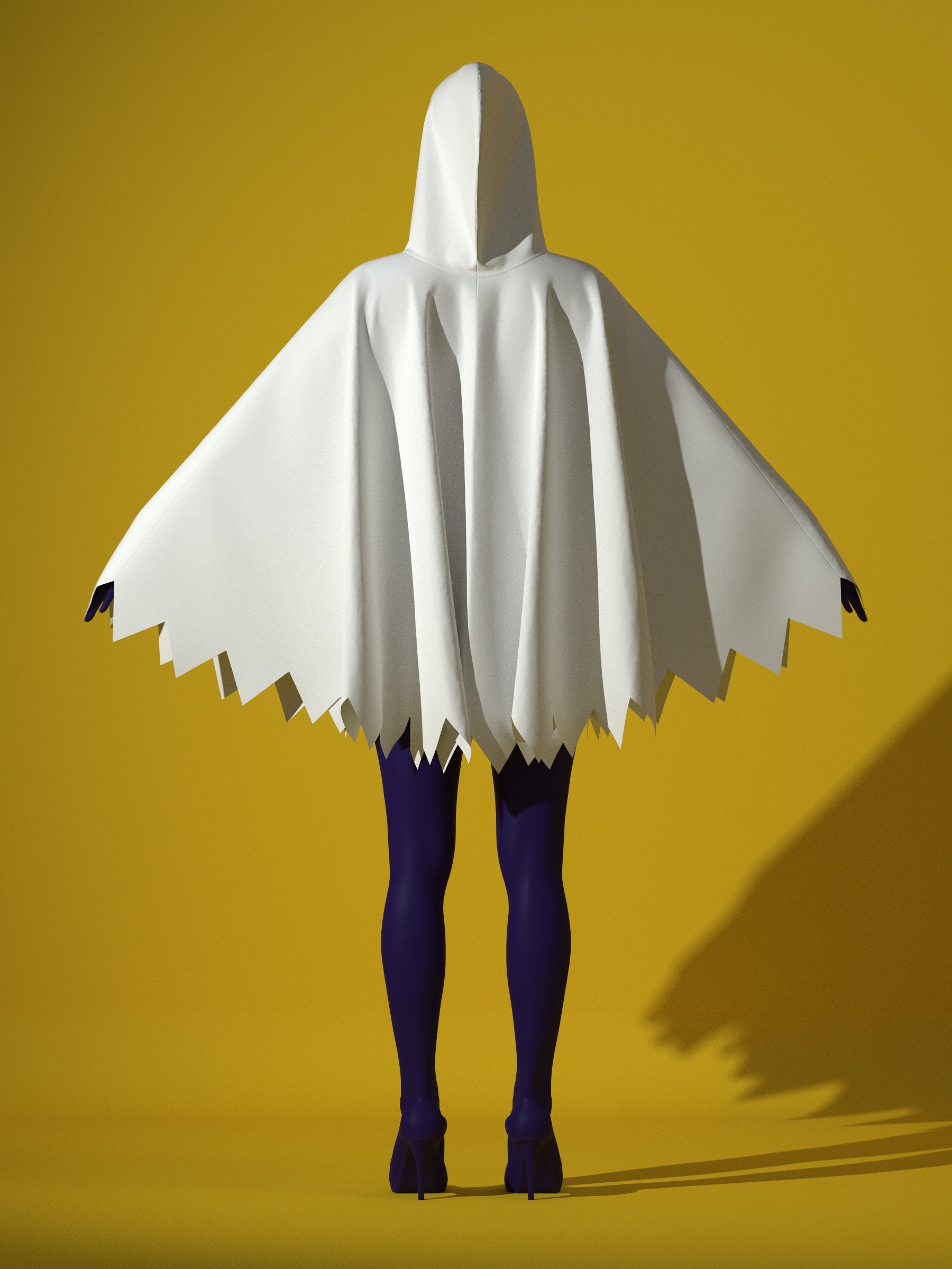 Ghost Hooded Poncho sewing pattern XS-4X for drag queen Halloween costume Pose back