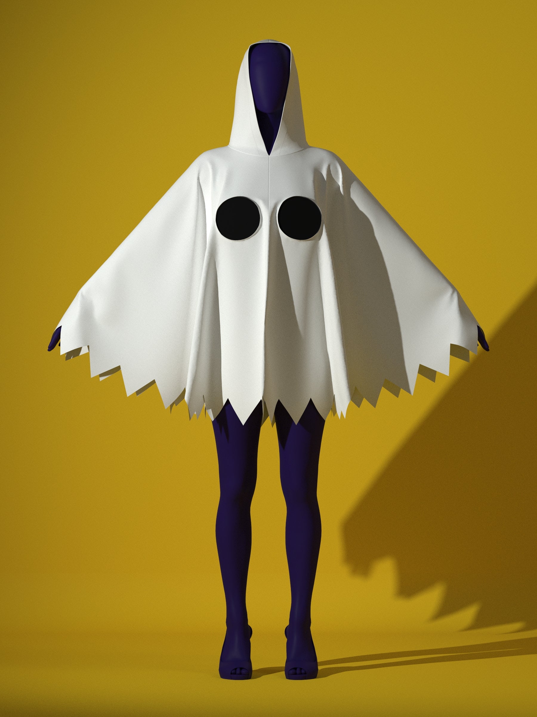 Ghost Hooded Poncho sewing pattern XS-4X for drag queen Halloween costume Pose front